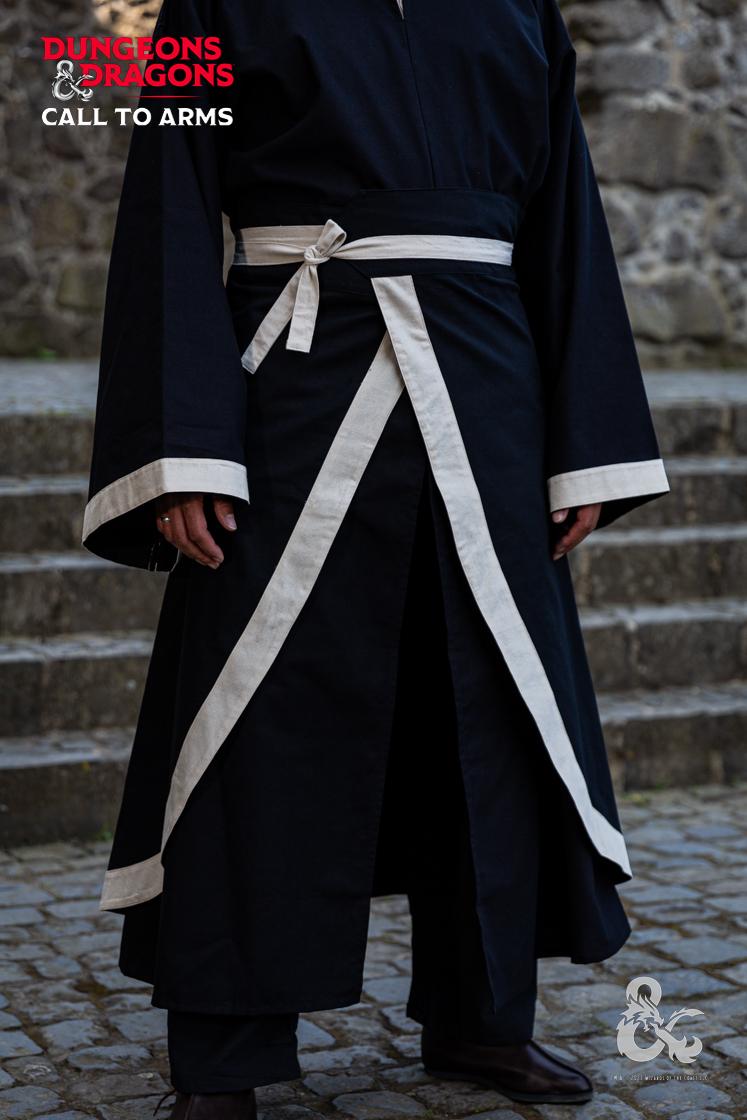 Dungeons & Dragons Wizard Costume Set - Dark Black & Natural LARP Outfit for Cosplay, Halloween & Fantasy Role-Playing Games