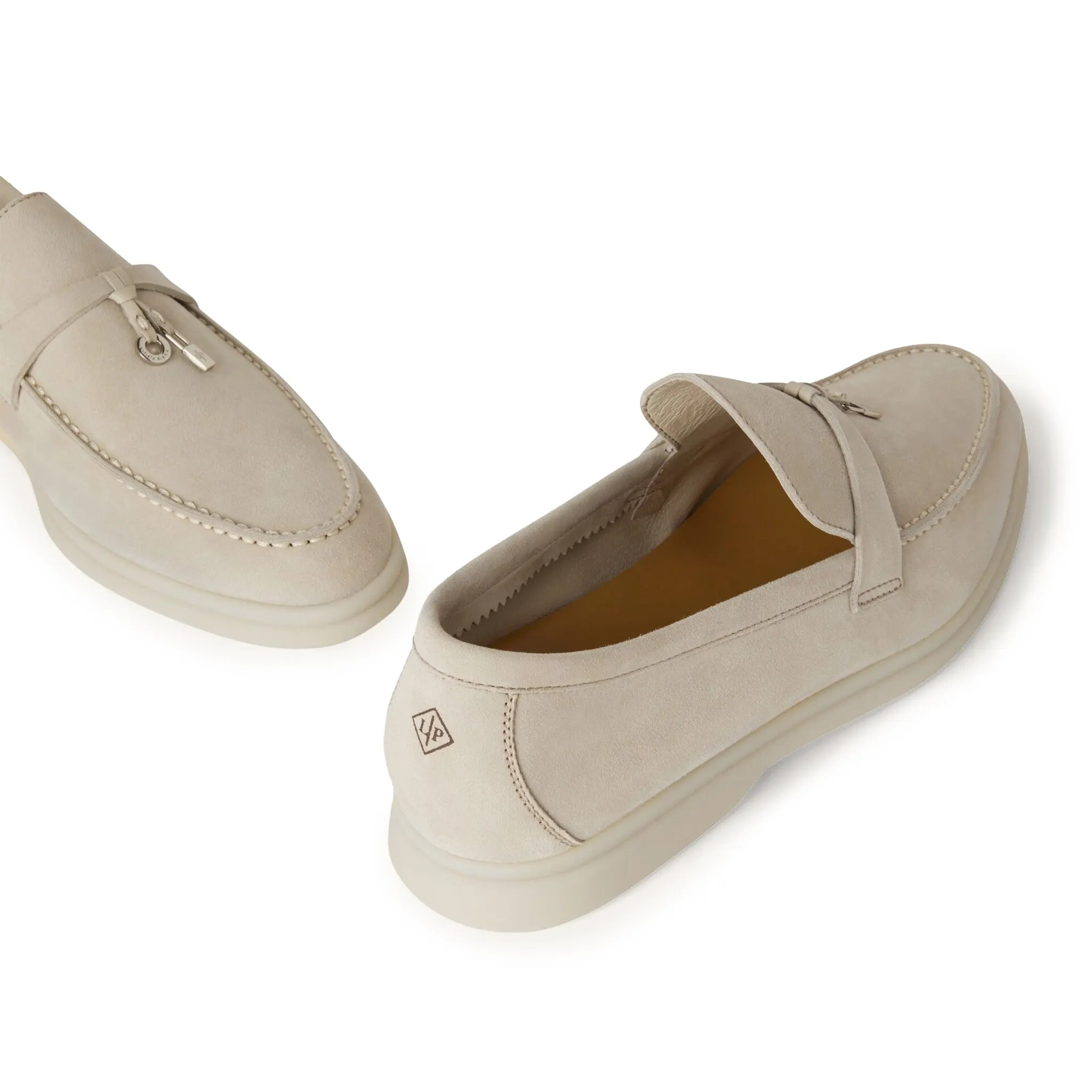 Loro Piana Women's Summer Charms Walk Suede Goatskin Loafers in Powder Pearl - Comfortable Slip-On Shoes for Casual Outings & Office Wear