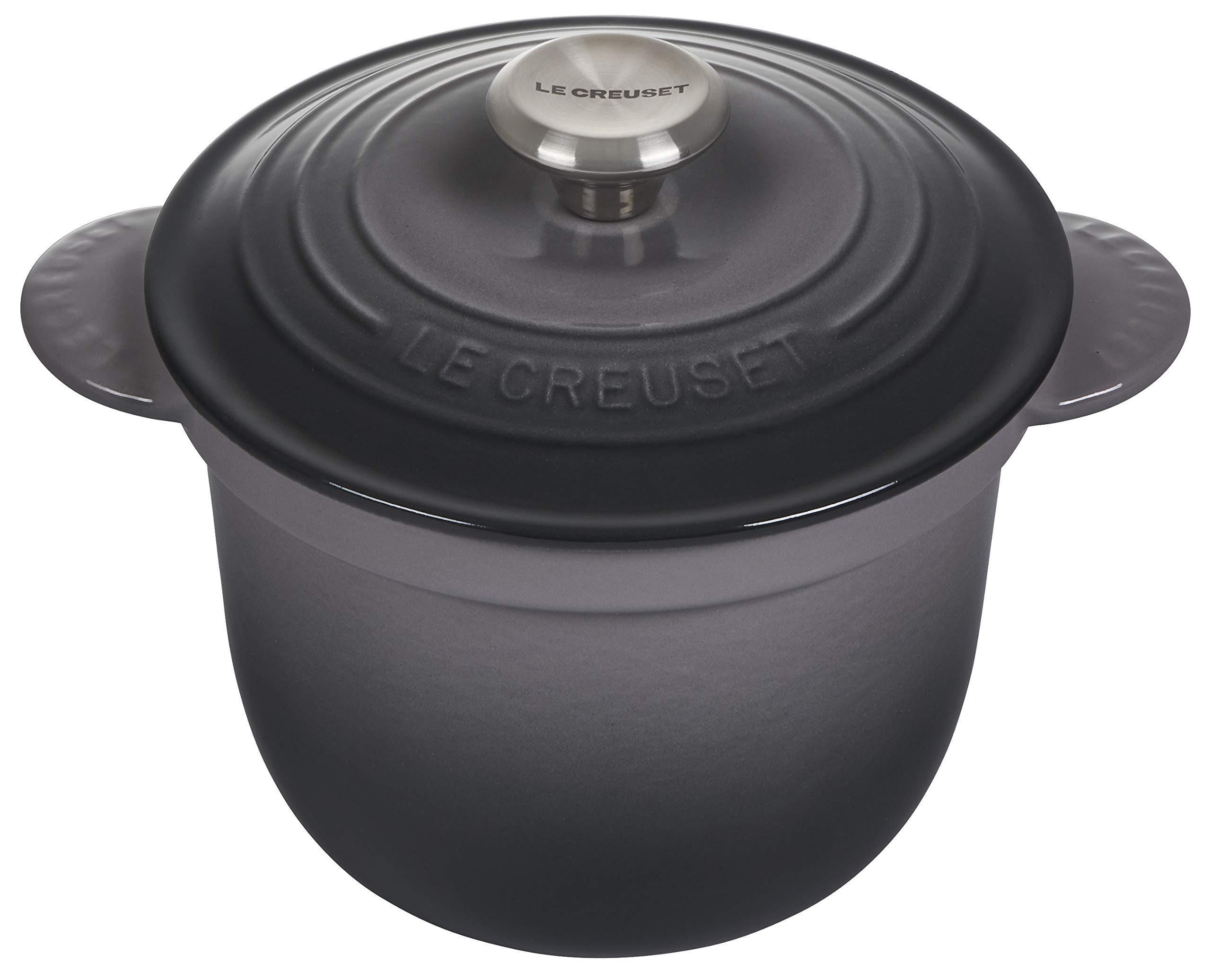 Le Creuset Enameled Cast Iron Rice Cooker with Lid & Stoneware Insert – 2.25 Quart, Oyster – Perfect for Stovetop Cooking, Serving & Keeping Rice Warm