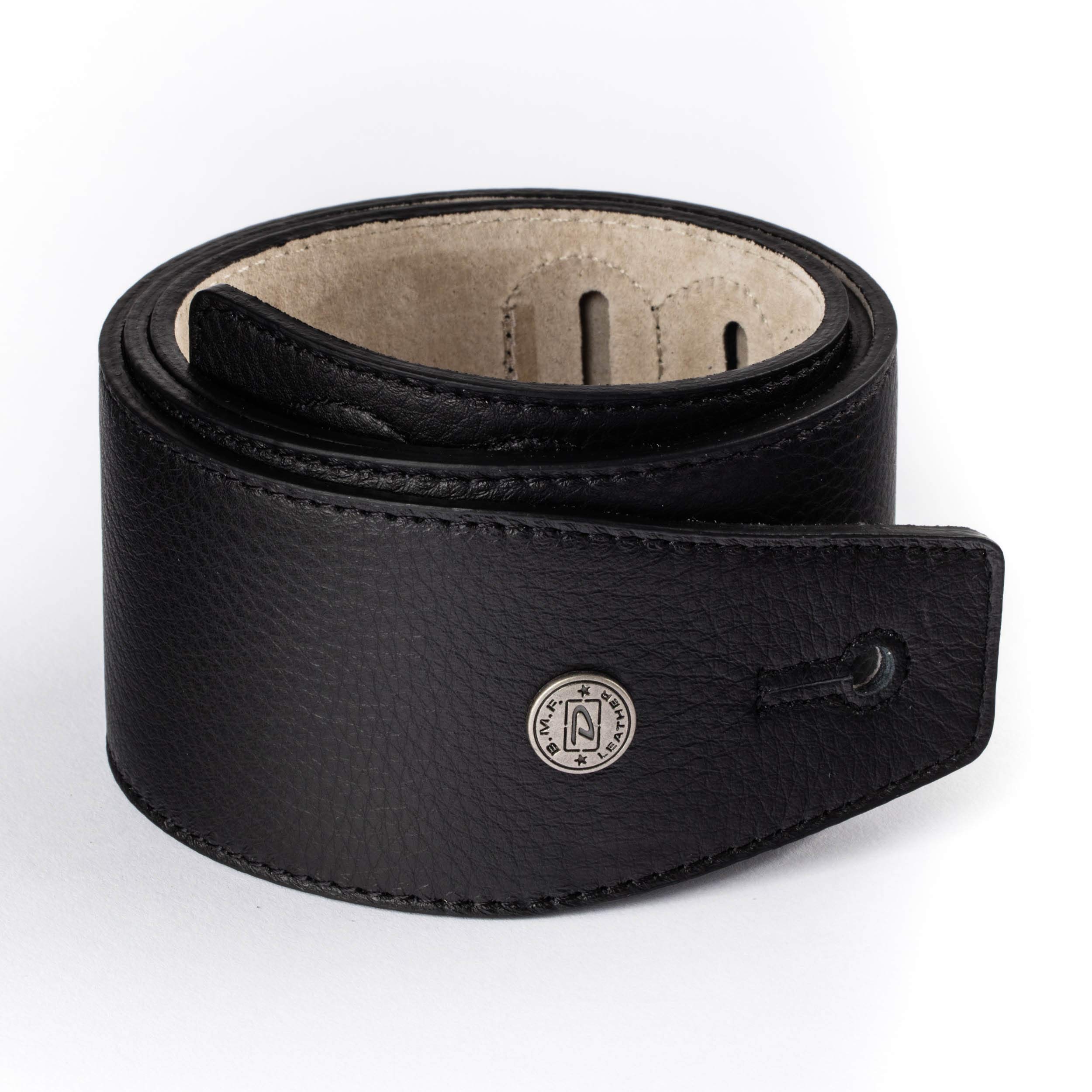 2.5 Inch Guitar Strap - Classic Black Leather Adjustable Shoulder Strap for Acoustic & Electric Guitars - Perfect for Performances, Practice & Studio Sessions