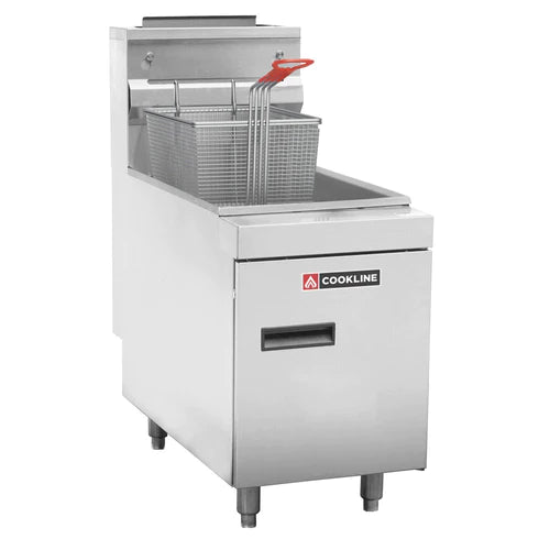 Cookline CTF2 Commercial 25 lb Natural Gas Stainless Steel Countertop Fryer - 44,000 BTU High Power Restaurant Fryer for Fast Food, Chicken Wings, French Fries & More