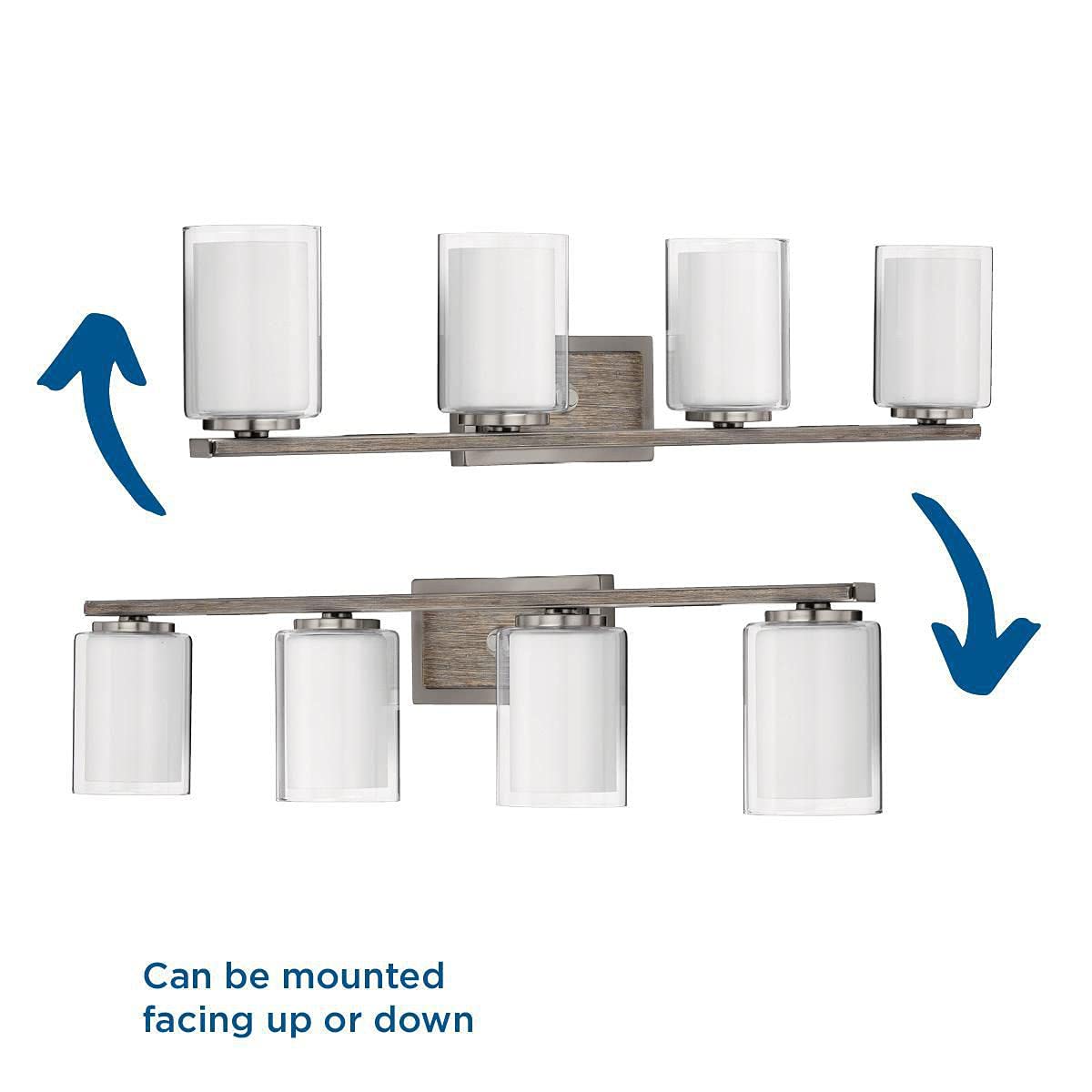 Progress Lighting Mast Collection 4-Light Clear Glass Coastal Bath Vanity Light Fixture in Brushed Nickel - Perfect for Bathroom, Powder Room, and Coastal Home Decor