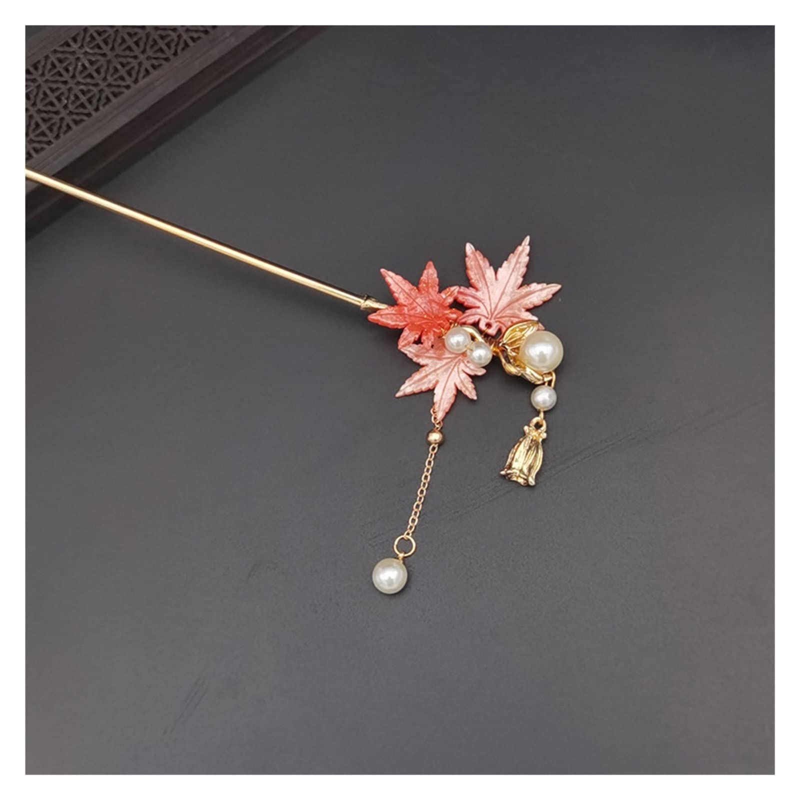 Vintage Acetate Maple Leaf Hair Sticks - Chinese Style Hairpins for Women, Hair Clips & Hair Jewelry Accessories (16.5cm Length) - Perfect for Weddings, Cosplay & Traditional Hairstyles