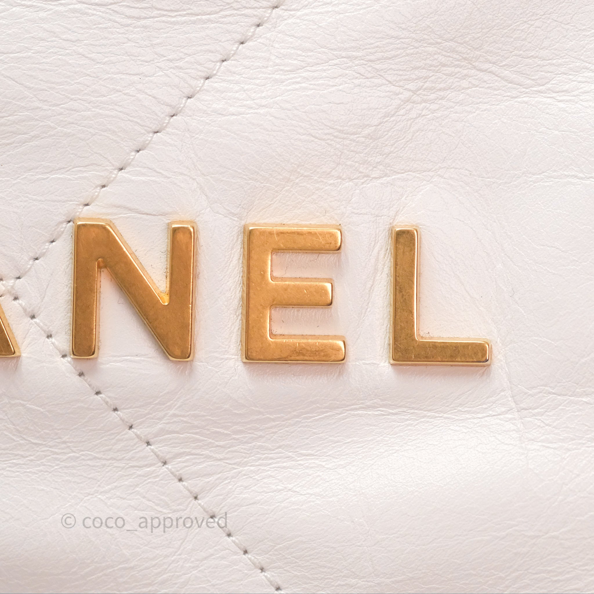 Chanel 22 Small White Shiny Calfskin Bag with Aged Gold Hardware - Luxury Crossbody Purse for Women, Perfect for Date Night & Special Occasions