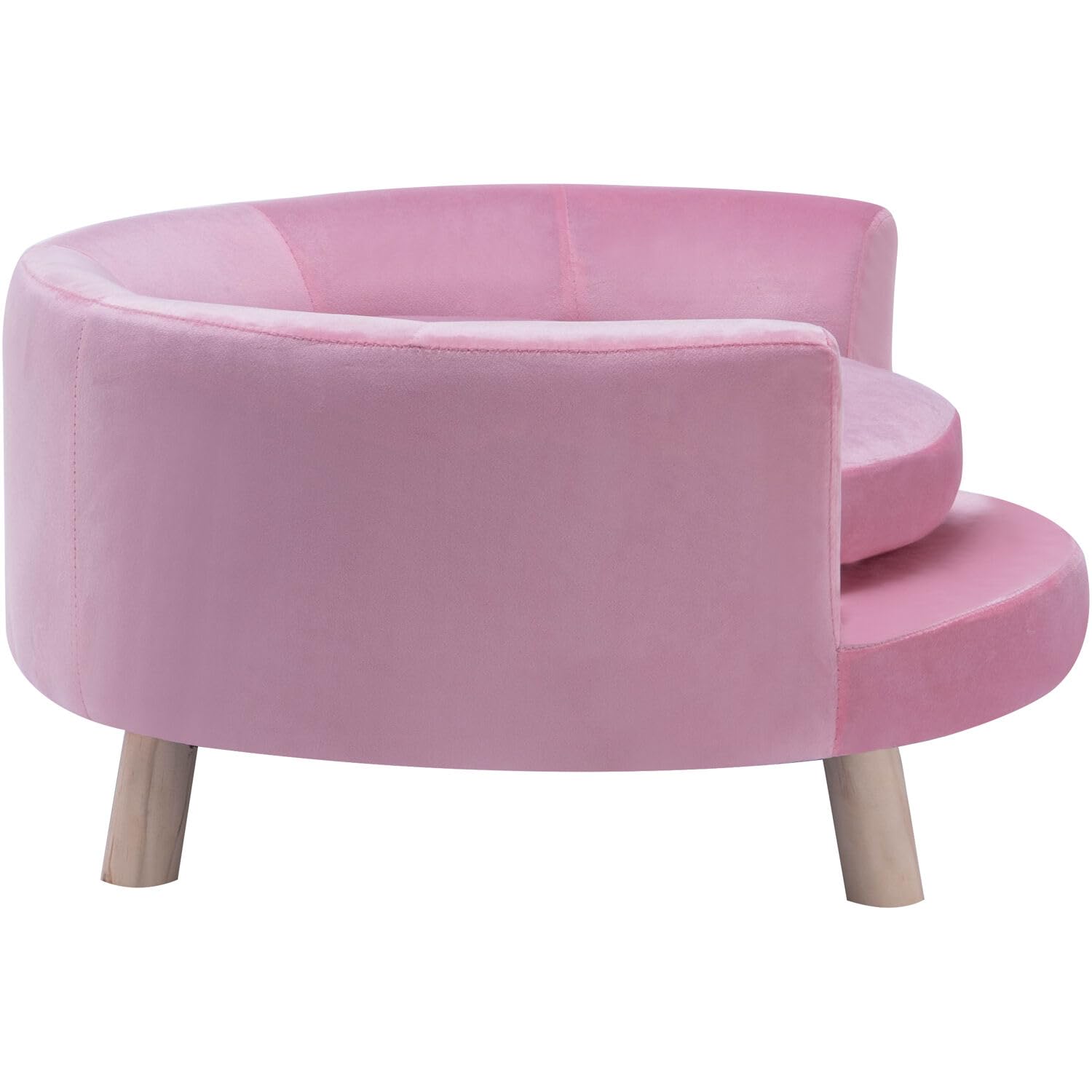 Critter Sitters 28-Inch Faux Velvet Pink Dog Bed for Small & Medium Dogs & Cats - Round Elevated Pet Bed with Washable Cover, Modern Design for Living Room, Bedroom, or Office - Comfortable & Stylish Pet Sofa