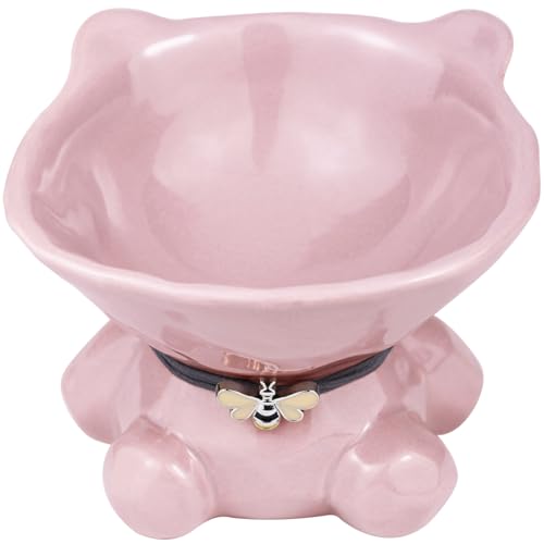 Pink Ceramic Cat Food Bowl
