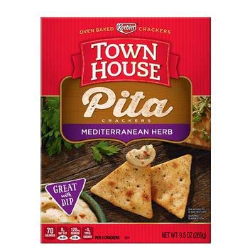 Keebler Town House Oven Baked Pita Crackers - Mediterranean Herb Flavor, 6-Pack | Perfect for Snacking, Charcuterie Boards & Party Appetizers