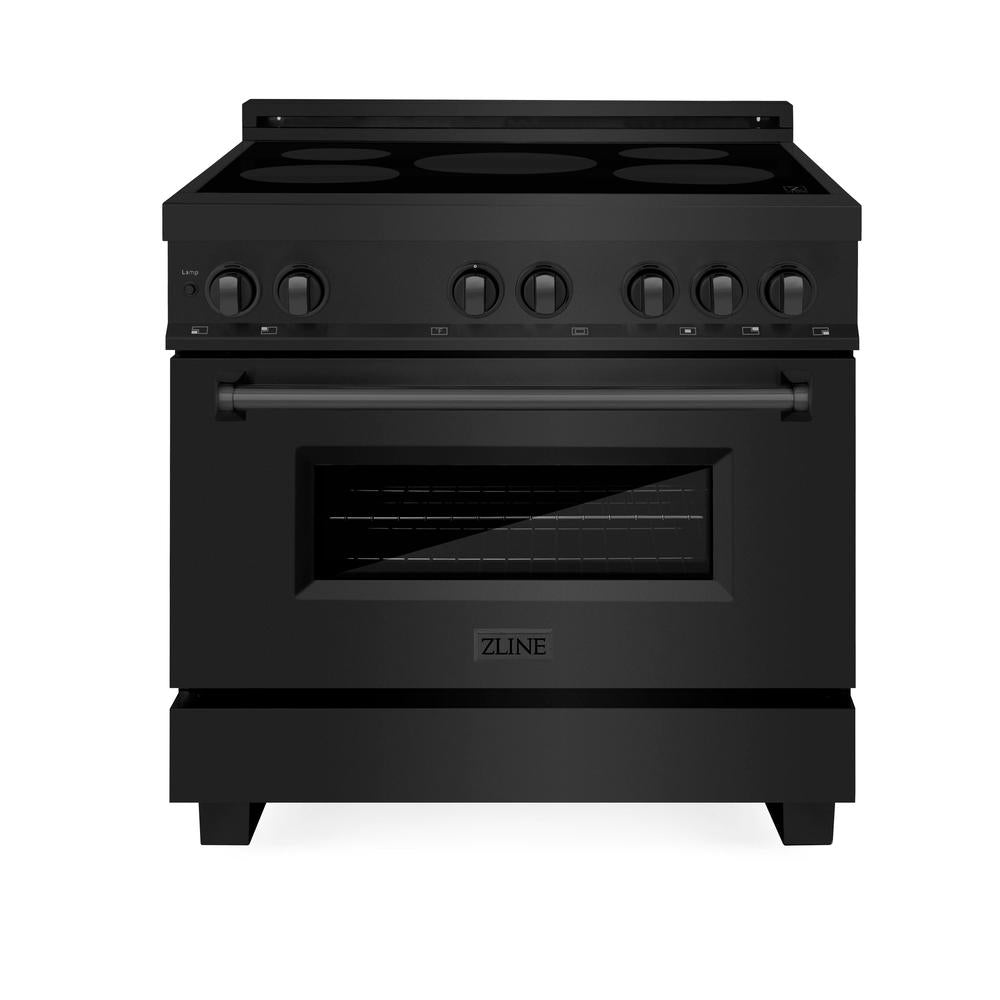 ZLINE 36 Inch 4.6 Cu. Ft. Black Stainless Steel Legacy Induction Range with 5-Element Cooktop & Electric Oven (RAIND BS 36) - Perfect for Modern Kitchens, Home Chefs & Professional Cooking