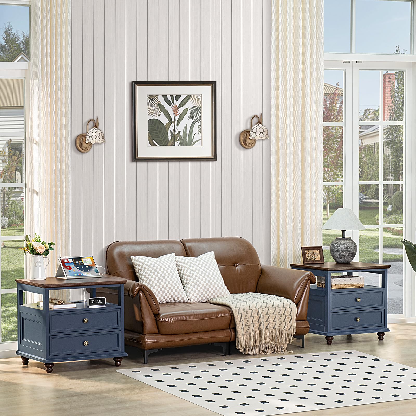 Farmhouse Nightstand with USB Charging Station, 24