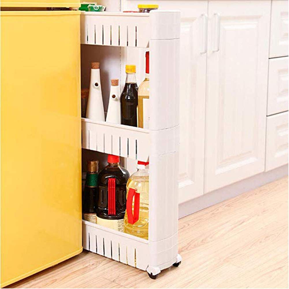 Narrow Sliding Storage Organizer Rack - Space Saving Cabinet Shelf Organizer for Kitchen, Bathroom, Pantry & Closet | Perfect for Spices, Cosmetics, Cans & Small Items