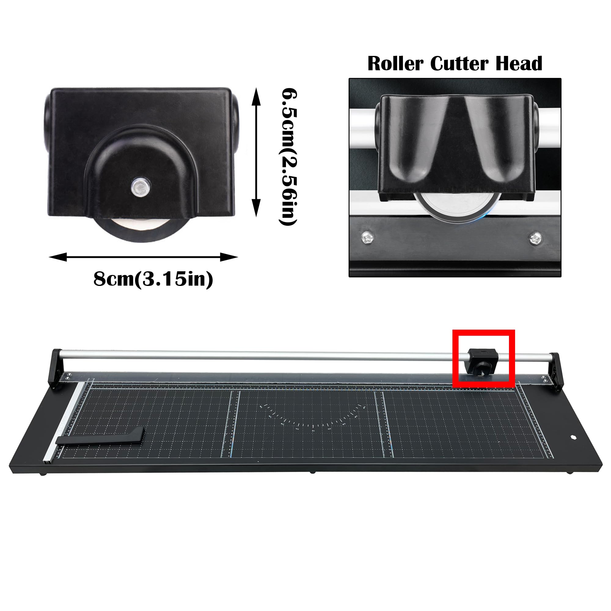 48in Rotary Paper Cutter - Manual Precision Paper Trimmer with 2 Spare Blades & Angle Guide for Photo Paper, Film, Labels, Cardstock & PVC - Perfect for Scrapbooking, Crafting & Office Use