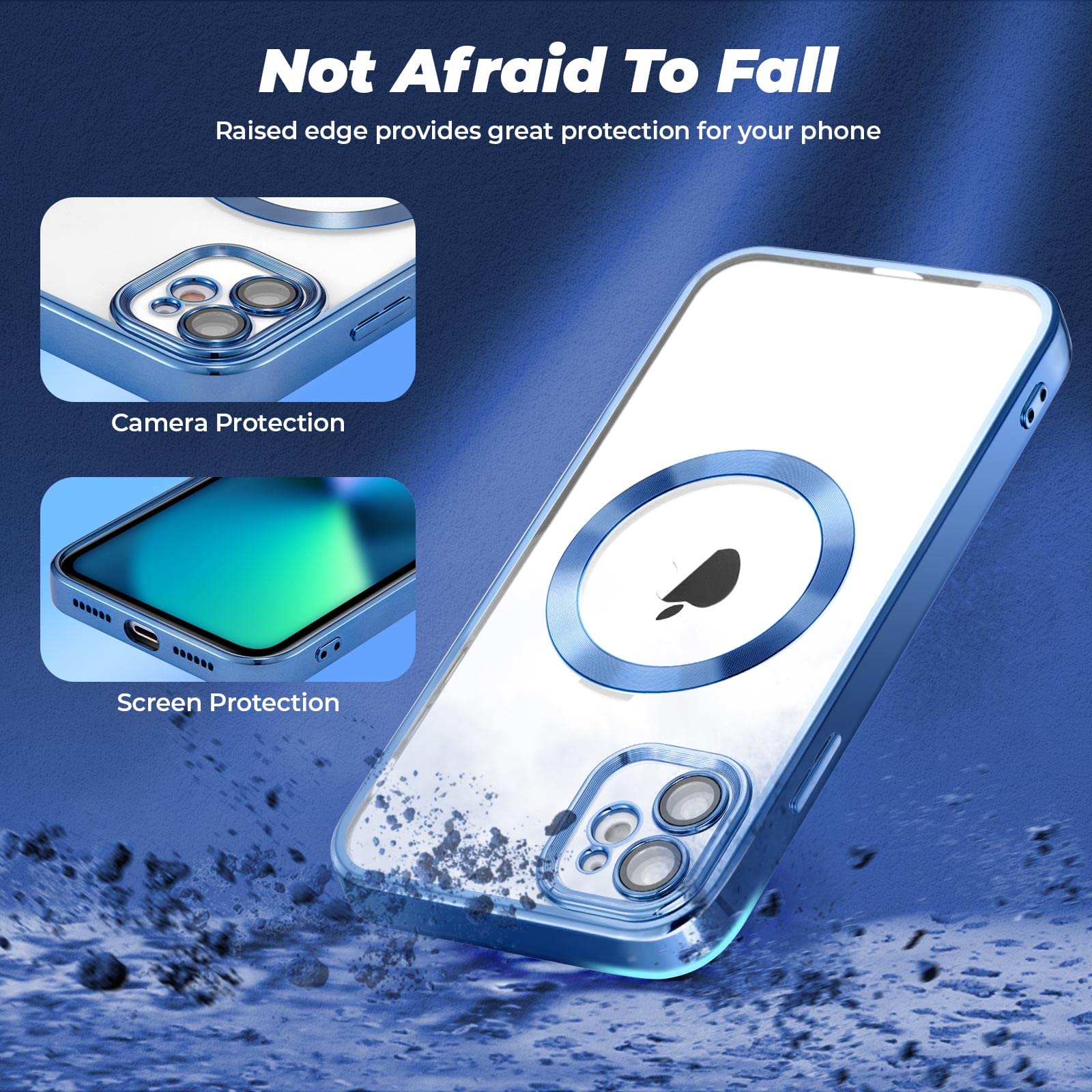 ZCDAYE iPhone 11 Case - Wireless Charging Compatible, Blue Edge Electroplated Clear TPU Shockproof Phone Cover for iPhone 11 (6.1 Inch) | Perfect for Everyday Protection & Stylish Look at Work, School or Travel