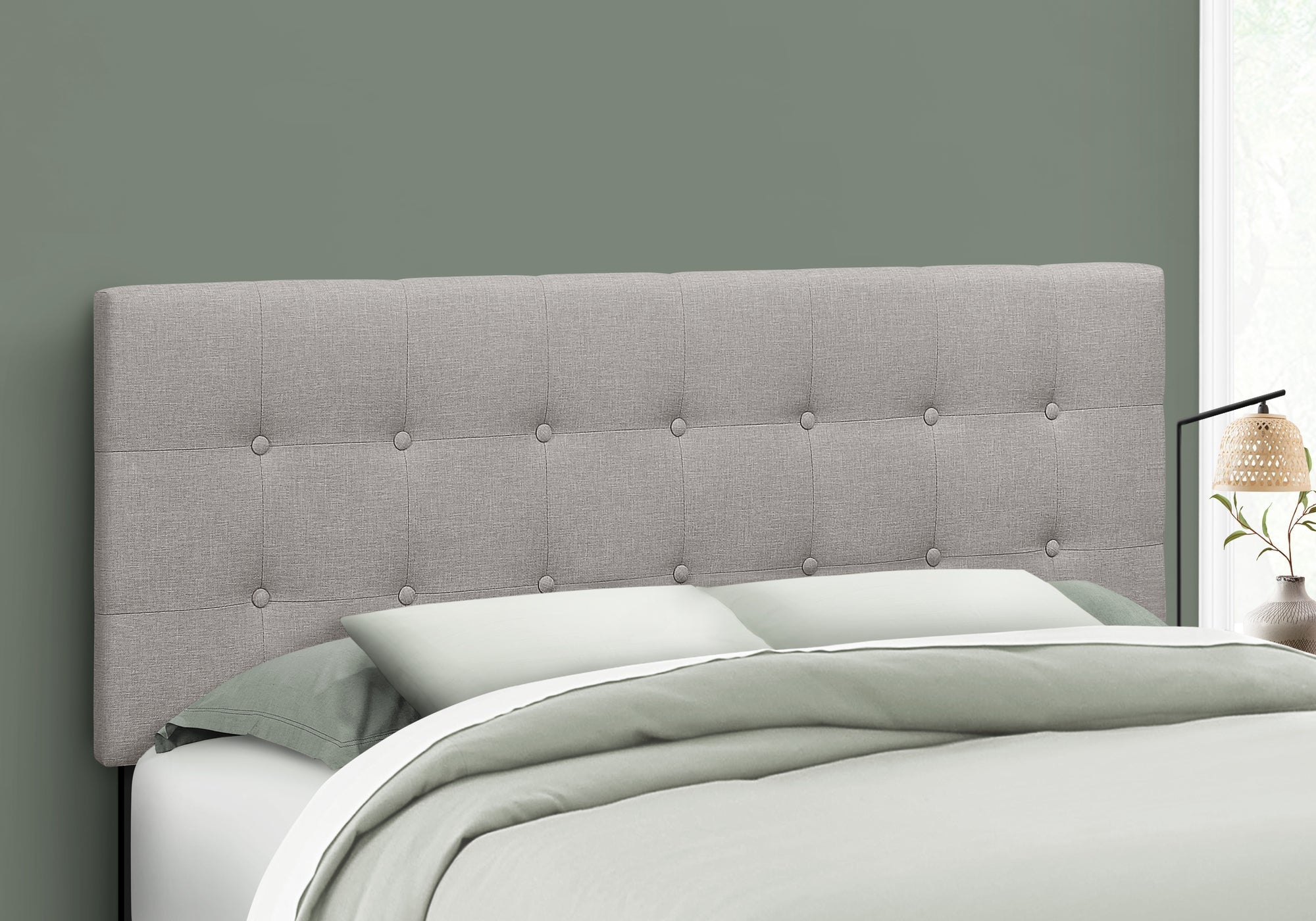 Queen Size Grey Linen Headboard Only - Modern Upholstered Bed Frame Headboard for Master Bedroom, Guest Room & Home Decor