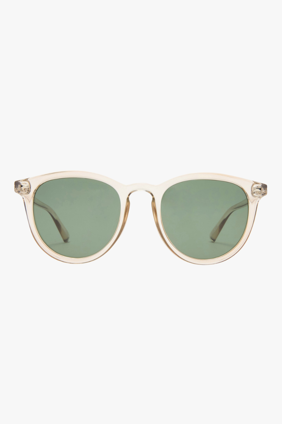 Polarized Sunglasses for Men & Women - Round Clear Stone Khaki Lens - UV Protection - Fire Starter Style - Perfect for Driving, Hiking & Outdoor Activities