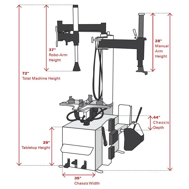 RC 55A Air Rim Clamp Tire Changer with RC Robo Arm - Professional Automotive Tire Changing Machine for Cars, Trucks & SUVs - Perfect for Auto Shops, Garages & DIY Enthusiasts