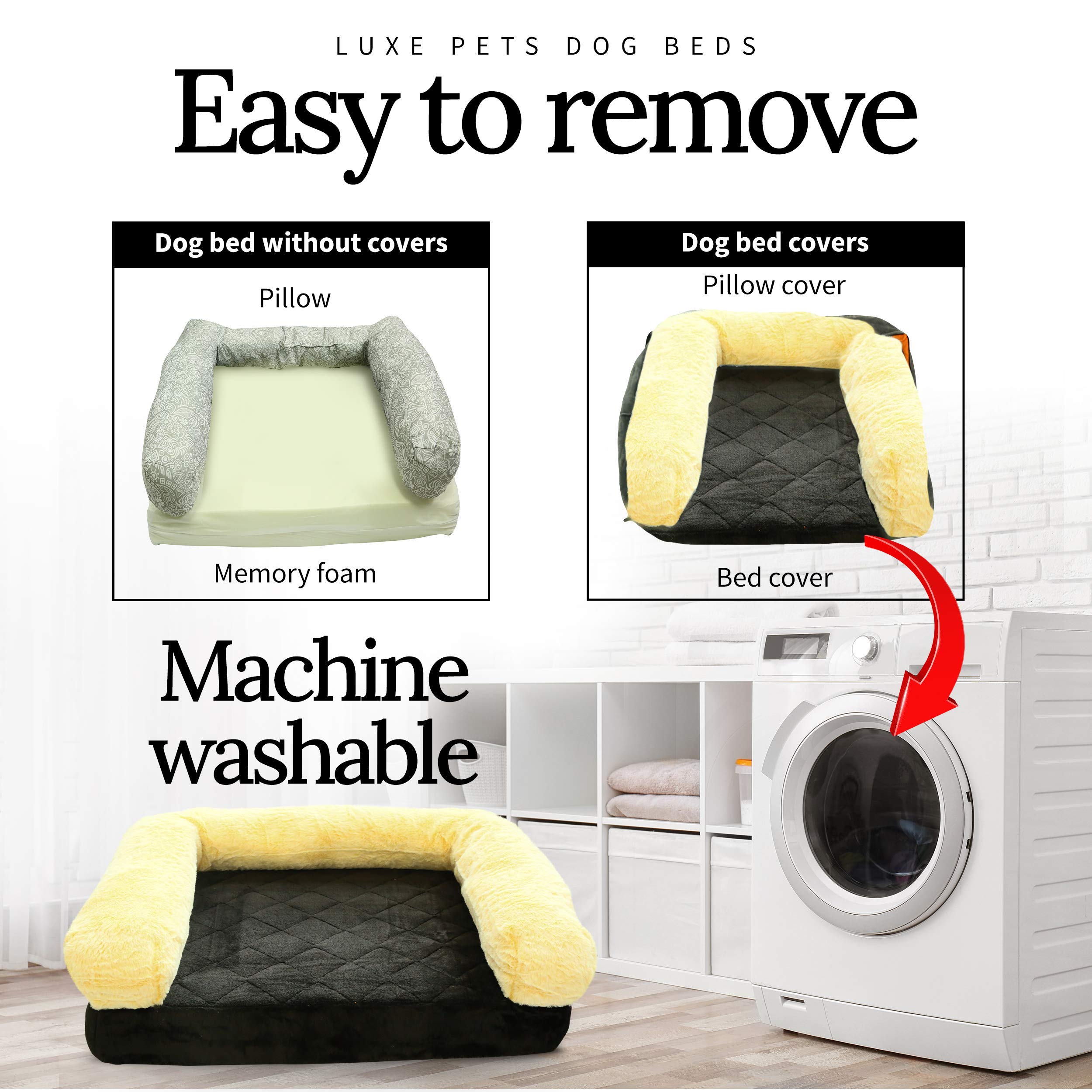 **Orthopedic Memory Foam Dog Bed - Waterproof & Machine Washable Cover - Durable & Plush Pet Sofa Bed for Large & Small Dogs - Perfect for Home, Crate & Travel Use**