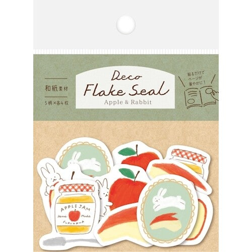 Apple and Rabbit Flake Stickers - Cute Vinyl Decals for Laptops, Water Bottles, and DIY Crafts - Perfect for Scrapbooking, Journaling, and Home Decor
