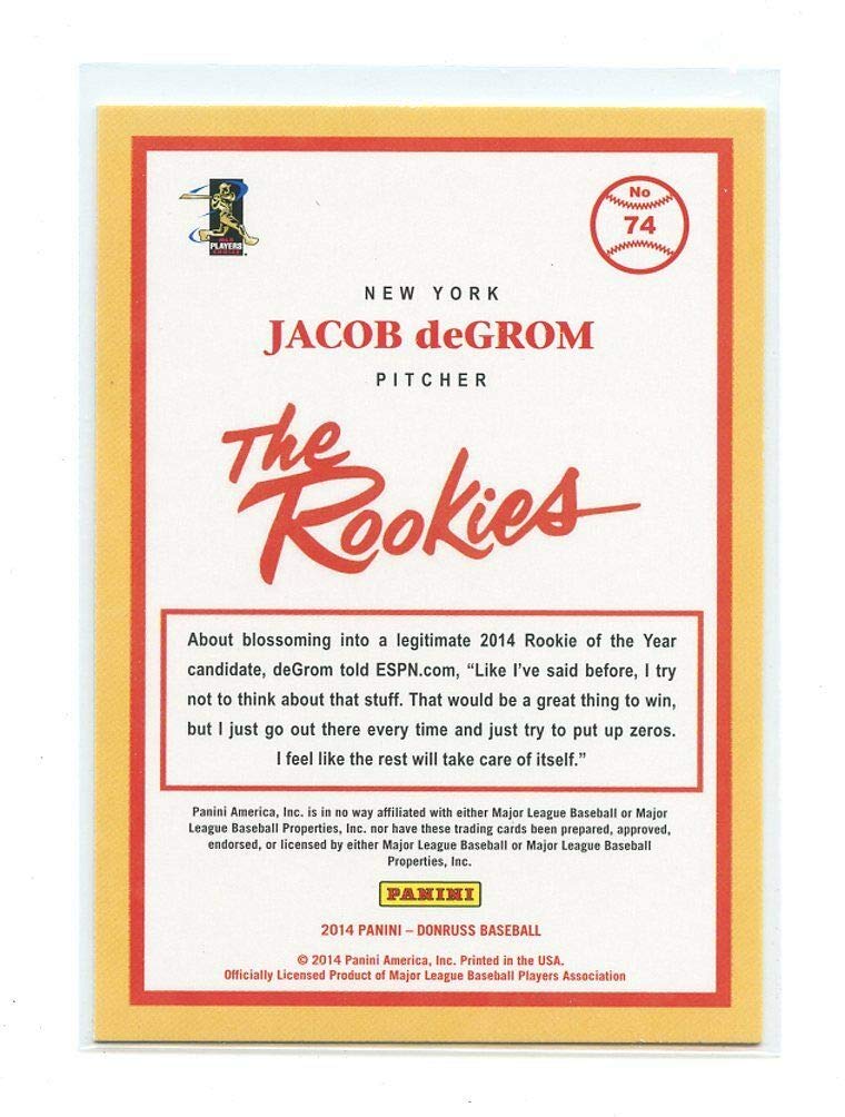 2014 Donruss The Rookies #74 Jacob DeGrom New York Mets Rookie Baseball Card - Mint Condition, PSA Graded, Collectible Sports Memorabilia for Baseball Fans and Card Collectors - Perfect for Display, Investment, and Trading