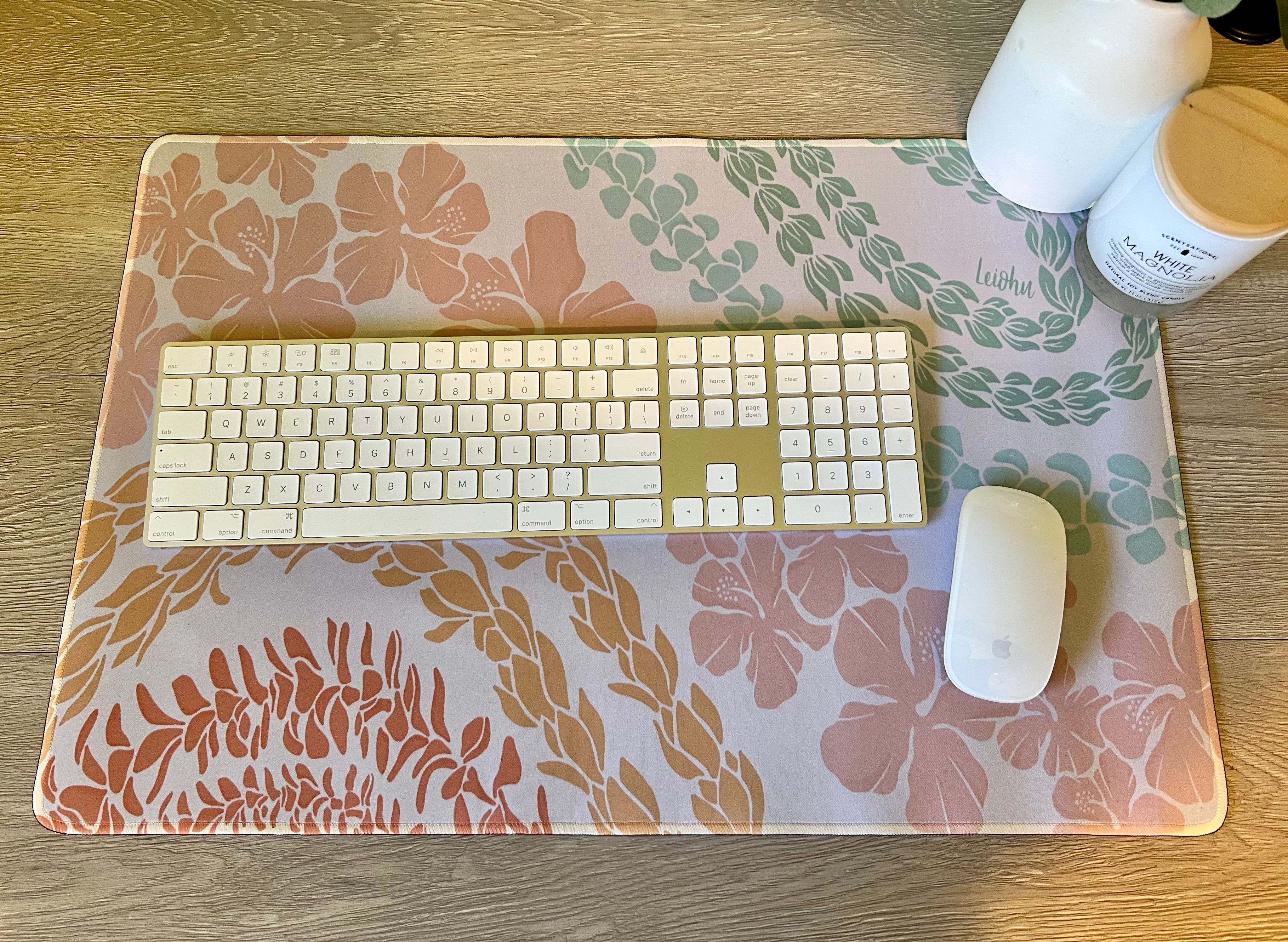 Groovy Lei Desk Mat - Non-Slip Office Desk Pad for Keyboard & Mouse - Perfect for Work, Gaming & Home Office (Black, 36x18 Inches)