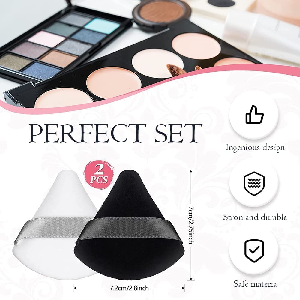 SNNP 2-Pack Triangle Makeup Sponge Puffs for Women - Soft Cotton Foundation Sponge for Loose & Body Powder, Wet/Dry Use - Perfect for Contouring, Under Eyes & Face Corners - Ideal for Professional Makeup & Everyday Beauty Routine