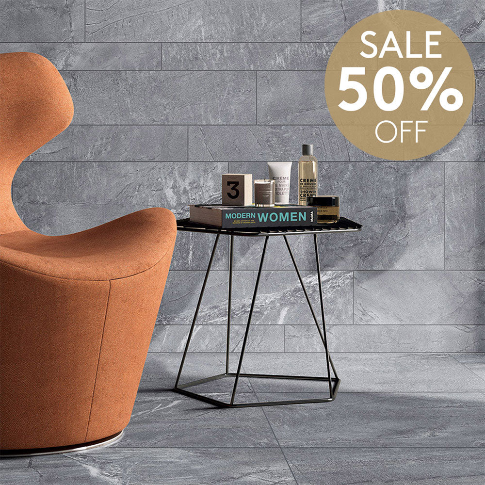 Mondial Grey 300x600mm Stone Look Lappato Porcelain Tile - Premium Floor & Wall Tile for Bathroom, Kitchen & Living Room