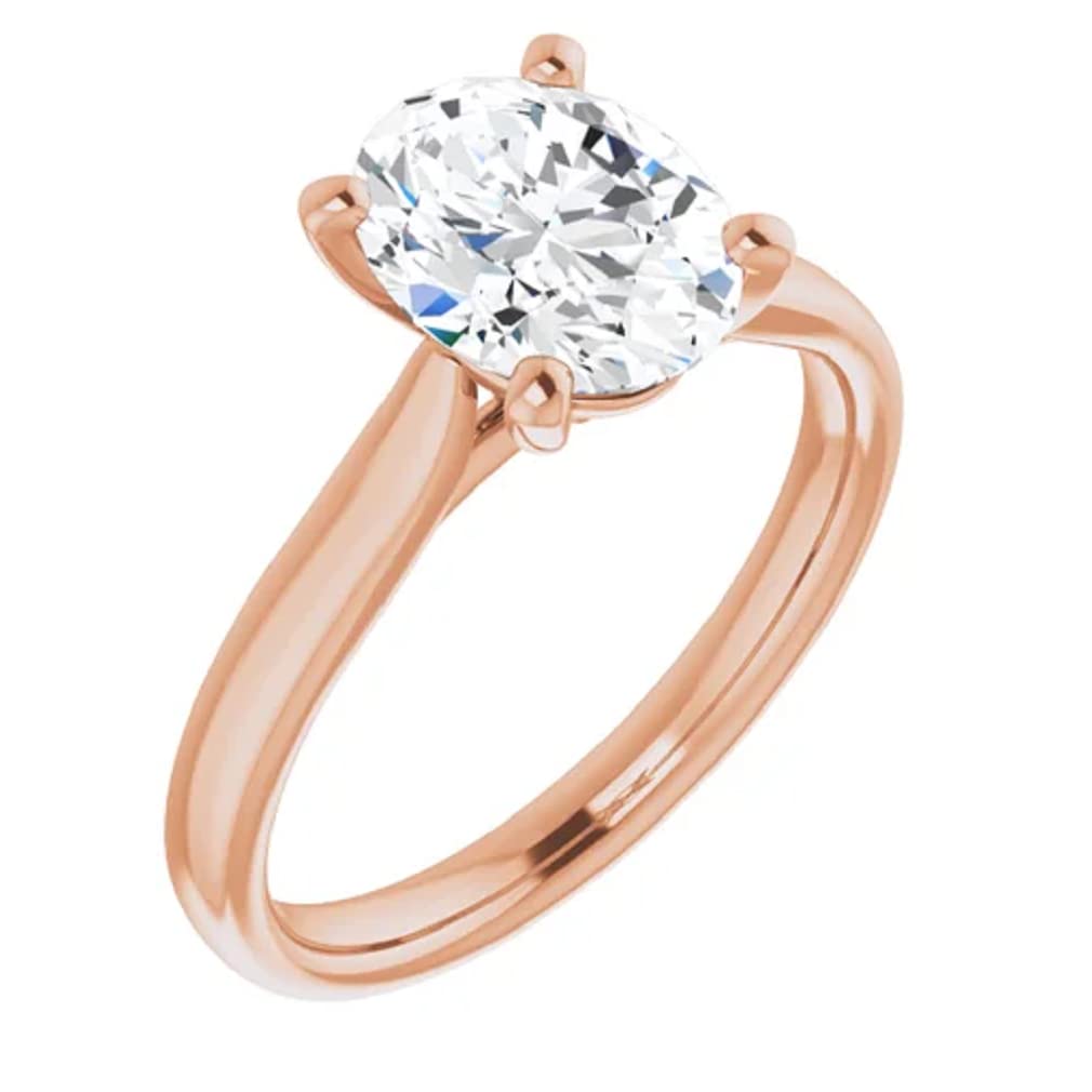 10K Solid Rose Gold Handmade Engagement Ring - 1.0 CT Oval Cut Moissanite Diamond Solitaire Wedding Band for Women | Proposal, Anniversary & Bridal Jewelry Gift | Perfect for Romantic Occasions & Special Moments