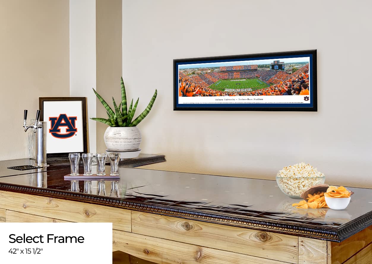 Auburn Tigers Football Panoramic Framed Poster - Stripe The Stadium Wall Art for Game Room, Man Cave, Sports Bar Decor