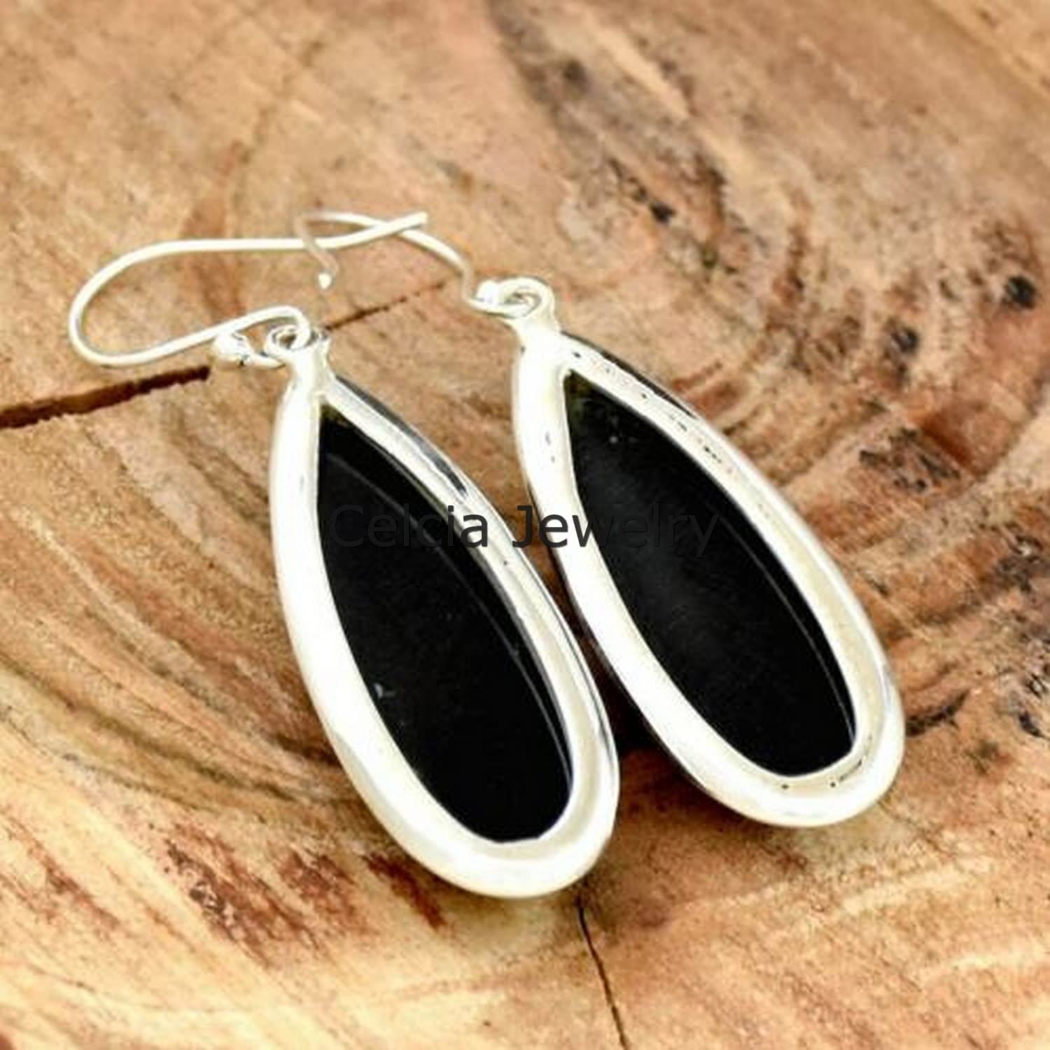 Natural Black Onyx Gemstone Dangle Drop Earrings for Women – Elegant Classic Jewelry for Birthday, Anniversary, Wedding & Engagement Gifts | Perfect Mother’s Day Present | Ideal for Evening Parties, Date Nights & Special Occasions