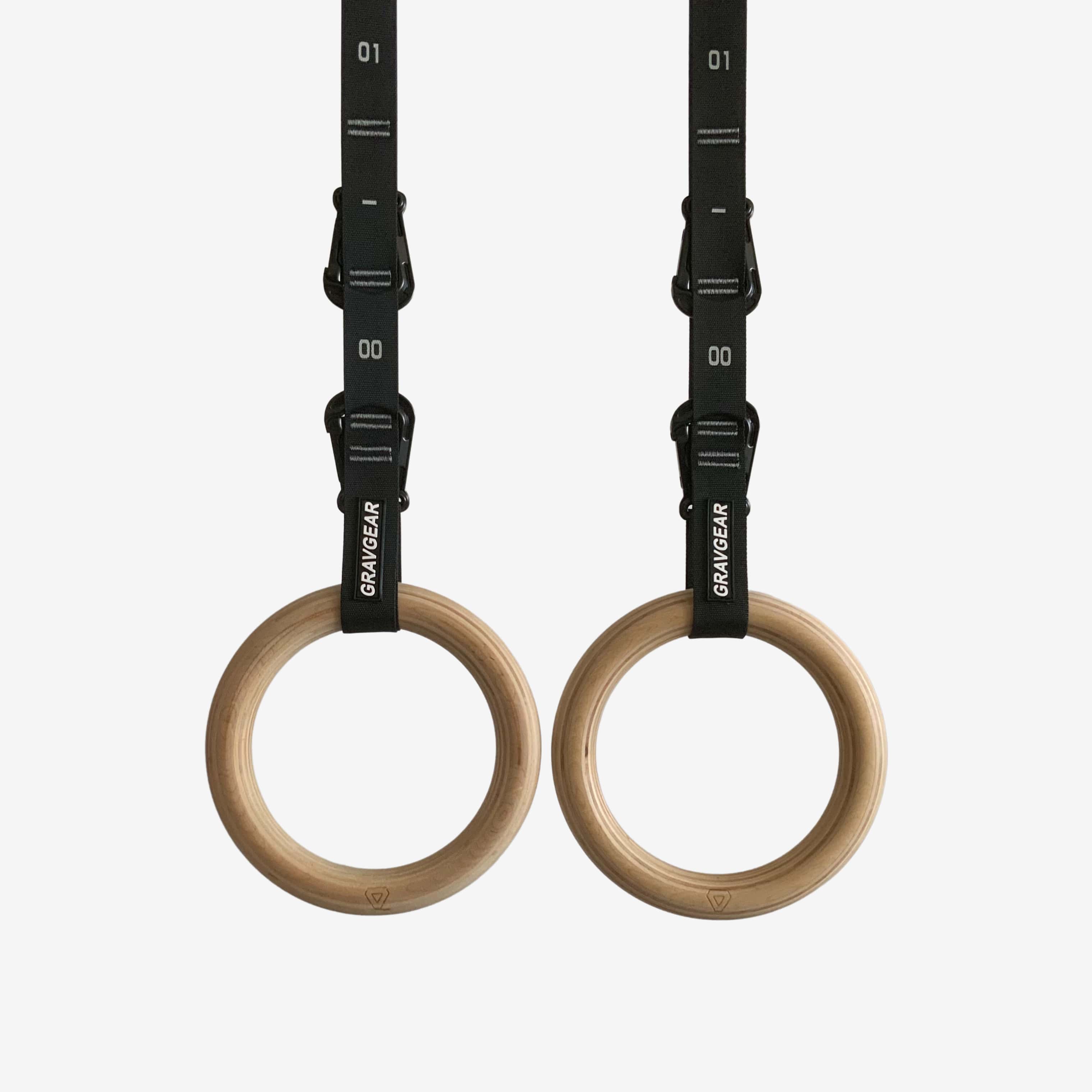 Grav Gymnastic Rings - Wooden Olympic Rings for CrossFit, Home Gym & Outdoor Training - Perfect for Strength Training, Calisthenics & Bodyweight Exercises