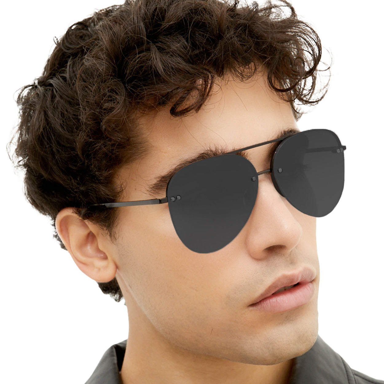 Smaller Megan 2 Jet Black Tangle-Free Aviator Sunglasses for Women - UV Protection Polarized Lenses for Driving, Travel & Outdoor Activities