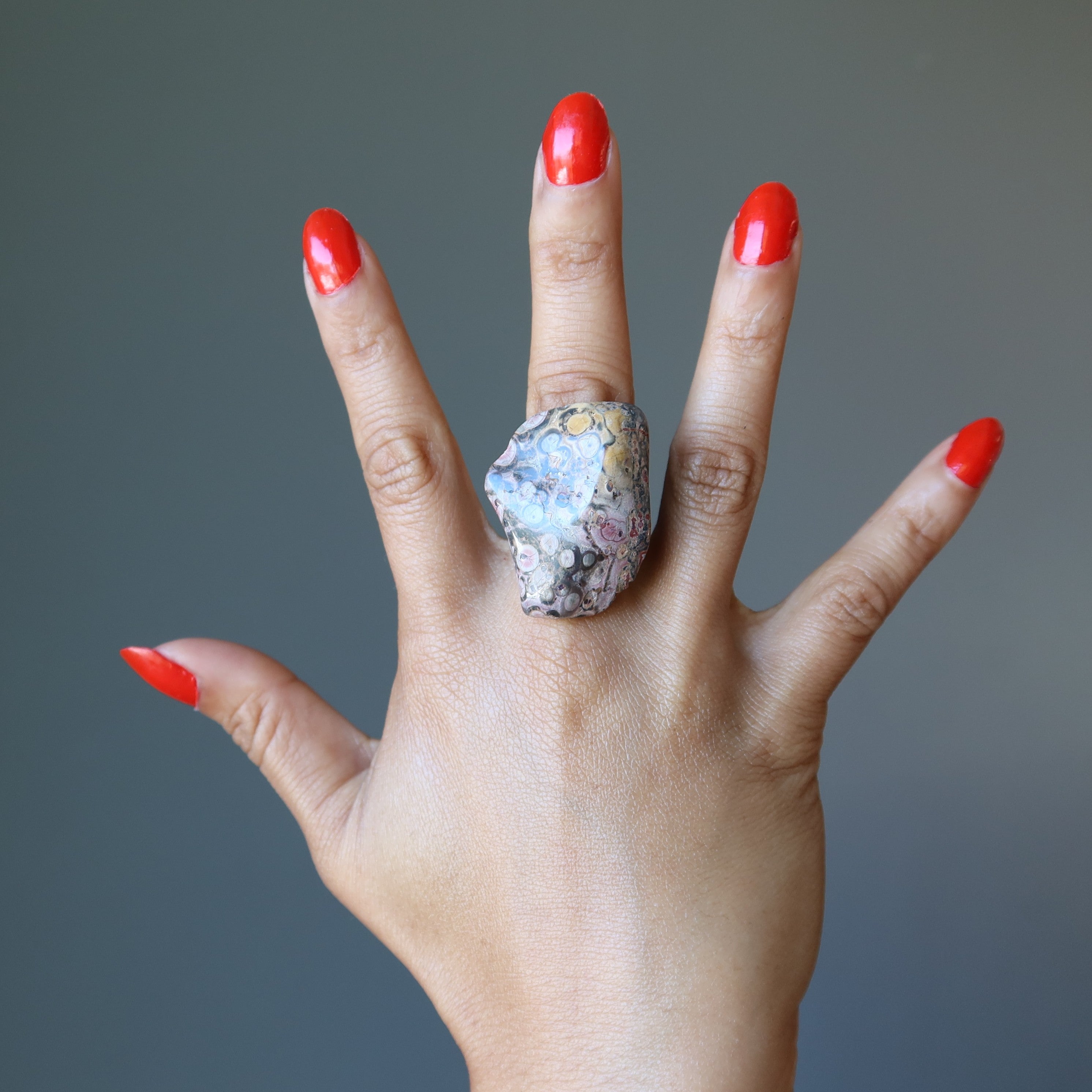 Leopard Jasper Ring - Handmade Chunky Stone Adjustable Bronze Ring for Women | Boho Jewelry, Healing Crystal, Spiritual Gift for Meditation & Energy Balancing