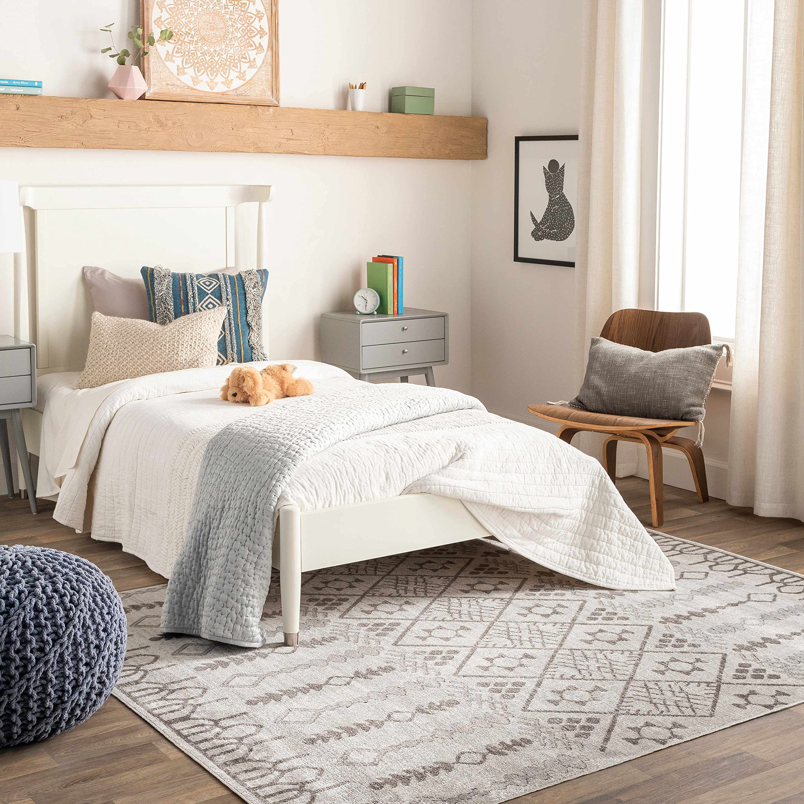 Hauteloom Bantog Machine Washable Area Rug for Living Room & Bedroom - Soft Brown & Gray Modern Design - 6'7