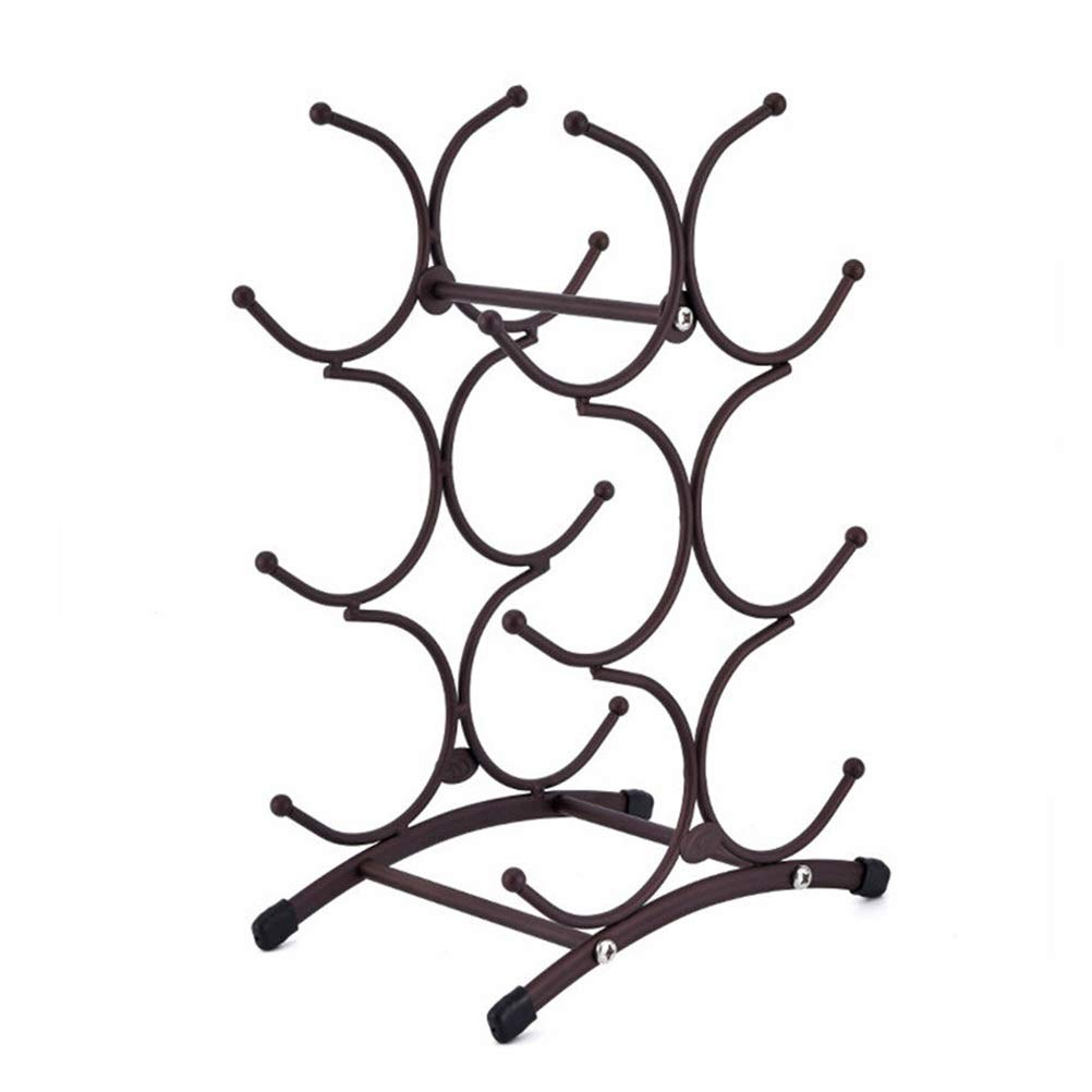 WIONC 6 Bottle Wine Rack - European Style Metal Freestanding Kitchen Storage Stand for Wine Display | Perfect for Home Bar, Dining Room & Kitchen Organization