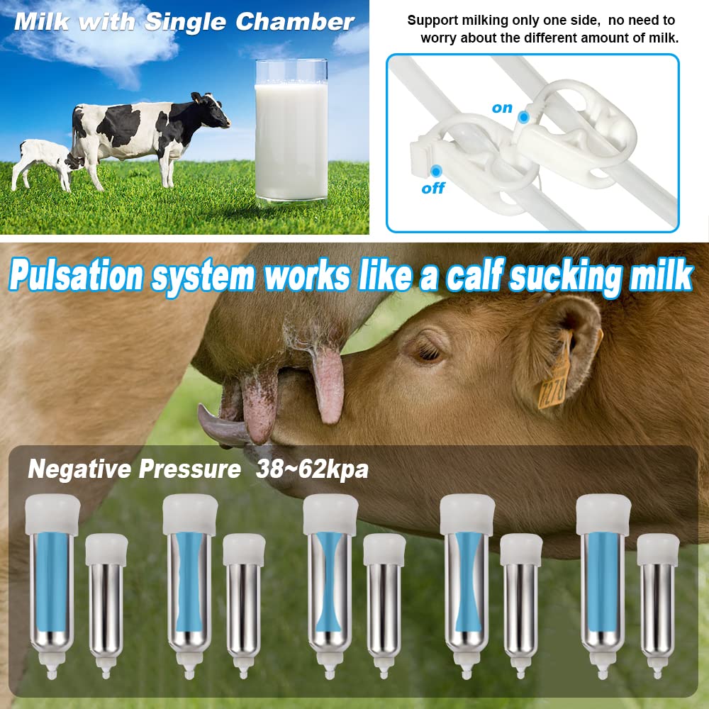 Electric Milking Machine for Goats & Cows - 3L/7L/14L Portable Pulsation Vacuum Pump Milker with Stainless Steel Bucket - Livestock Dairy Equipment for Small Farms & Homesteads (Cow 3L) - Perfect for Efficient & Hygienic Milking at Home or Barn