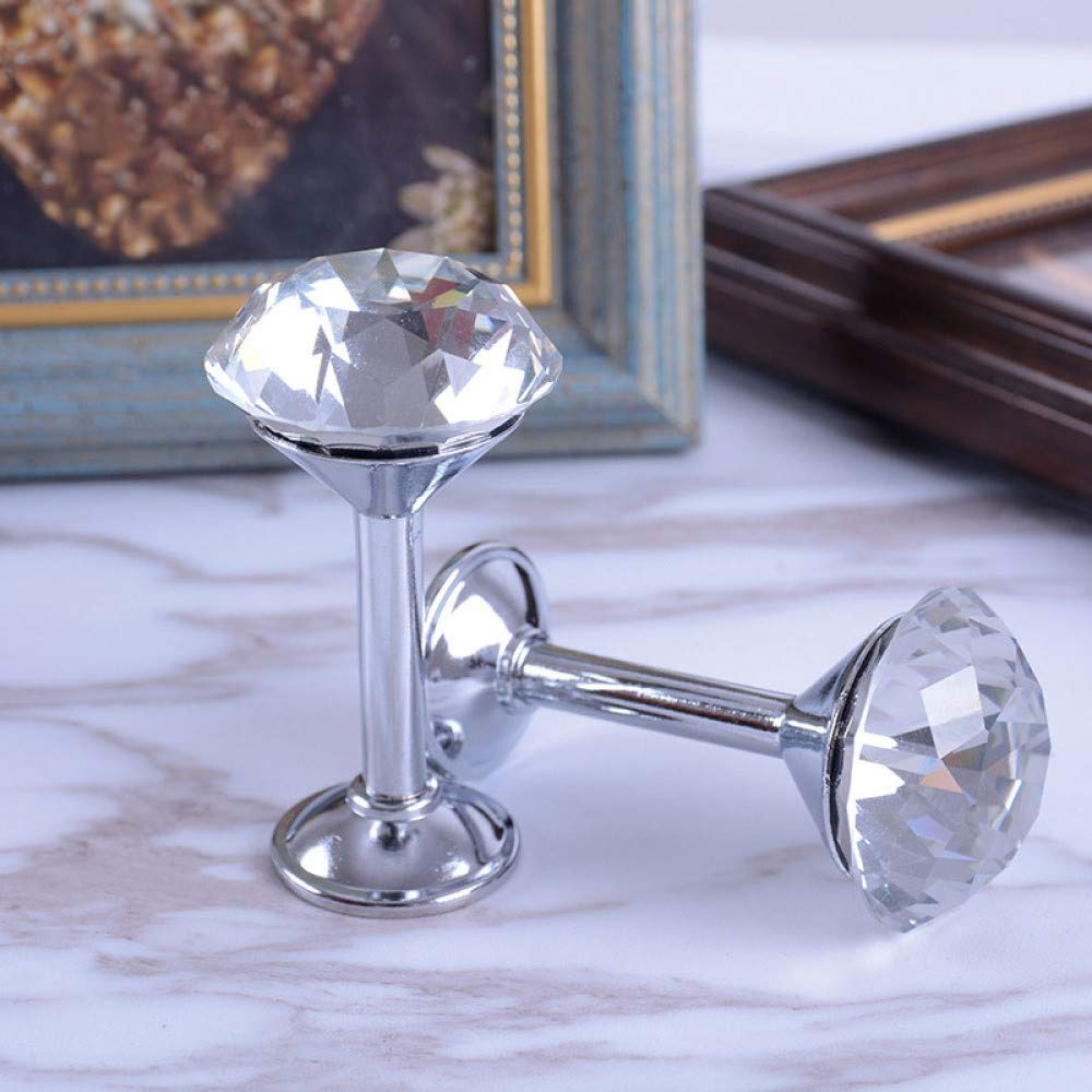 2 Pack Clear Crystal Diamond Goblet Shaped Curtain Tiebacks - Drapery Holdbacks, Wall Hooks & Tassel Holders for Windows, Room Decor (Perfect for Living Room, Bedroom & Wedding Decorations)