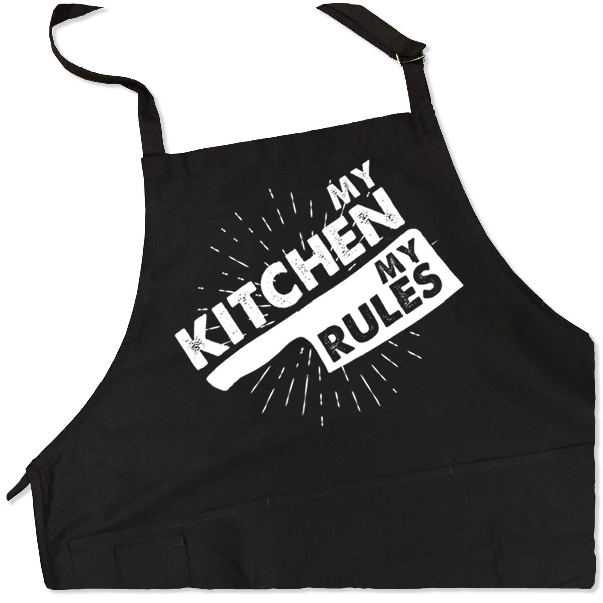 My Kitchen My Rules Adjustable Apron for BBQ & Cooking - One Size Fits All - Perfect for Grilling, Baking & Kitchen Activities