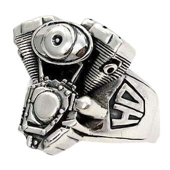 Sterling Silver Chopper Motorcycle Engine Biker Ring for Men - Heavy Duty Biker Jewelry - Perfect for Motorcycle Riders & Biker Gangs - Gift for Bikers & Rock Music Fans