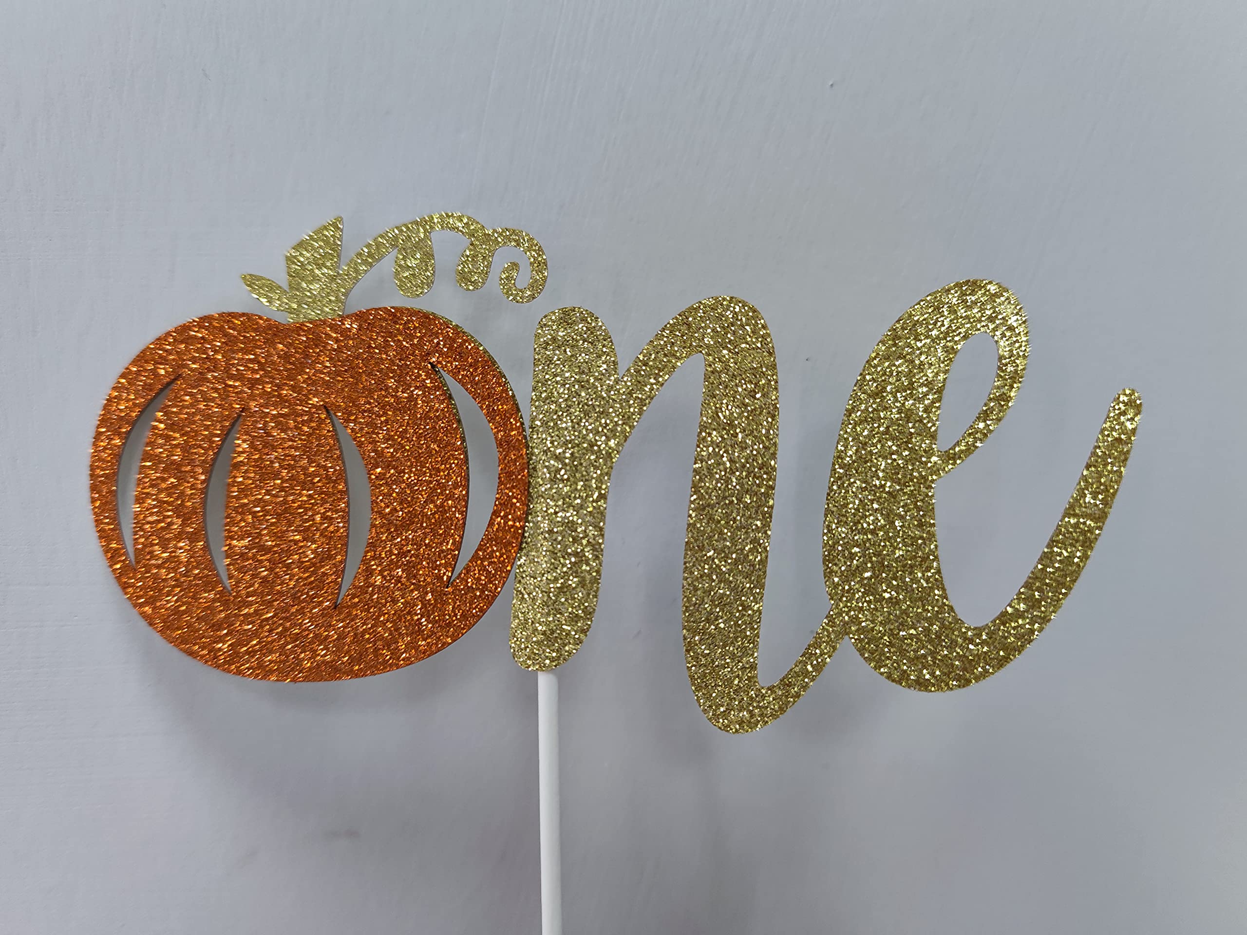 Glitter Pumpkin First Birthday Cake Topper - Little Pumpkin 1st Birthday Party Decorations, Fall Theme Cake Decor for Baby's 1st Birthday, Halloween & Autumn Celebrations