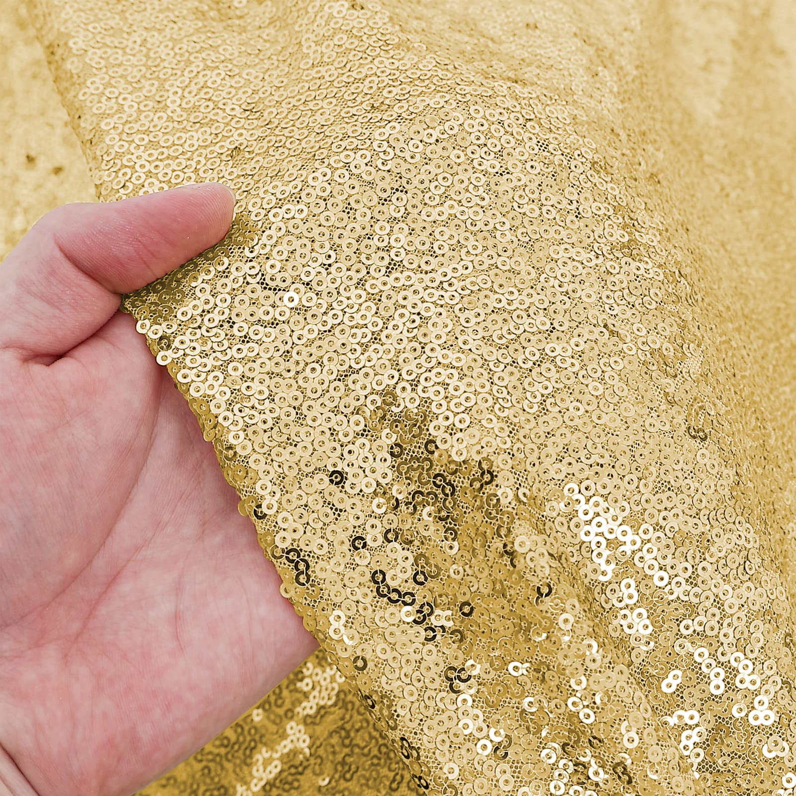 50x50 Inch Square Gold Sequin Tablecloth - Sparkling Seamless Glitter Party Table Cover, Elegant Shiny Table Overlay for Wedding, Birthday, Prom & Special Event Decorations | Perfect for Banquet, Reception, and Celebration Table Settings