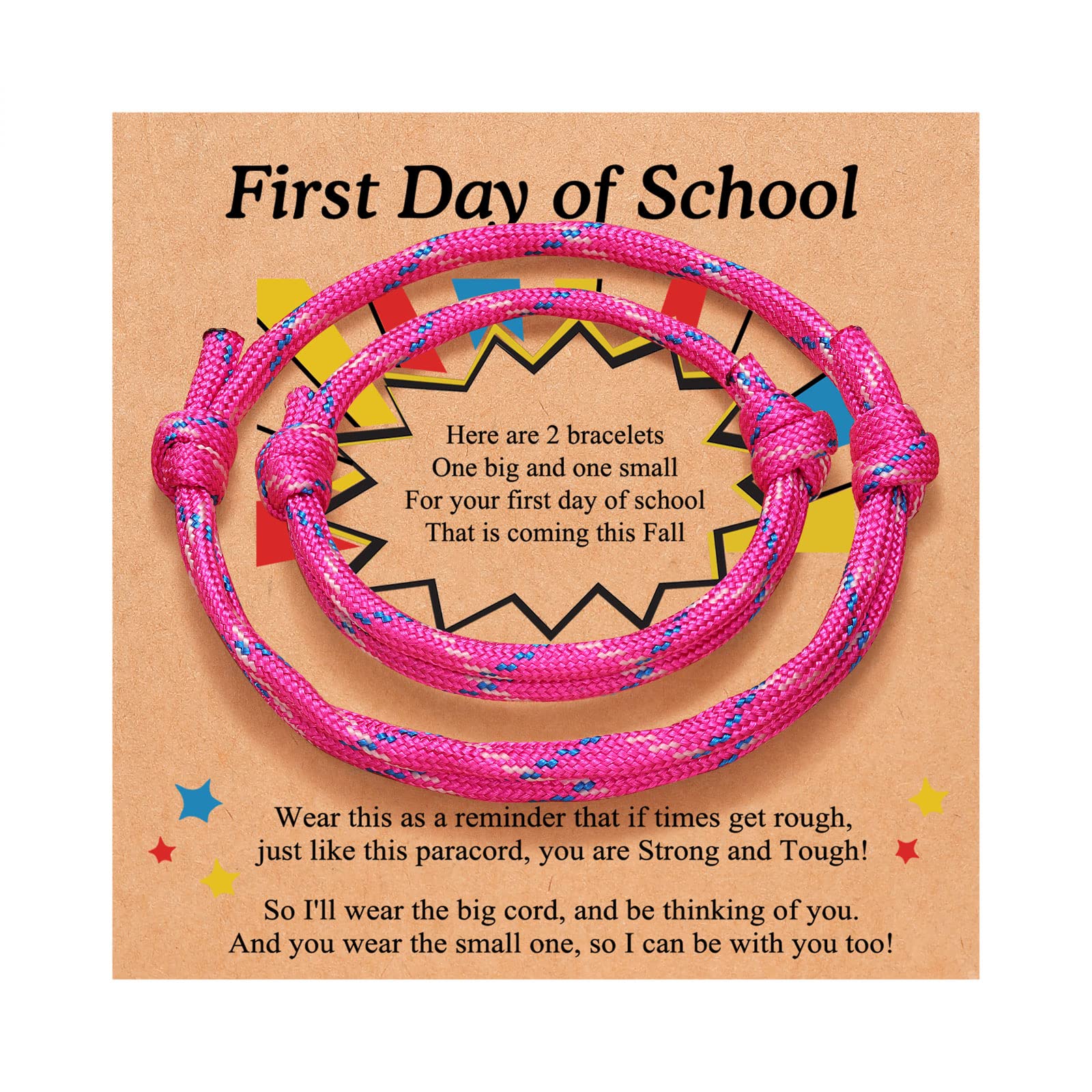 PINKDODO First Day of School Bracelets Set - 2 Pack Friendship Bracelets for Back to School Gifts | Teacher Appreciation, Student Motivation & Classroom Rewards