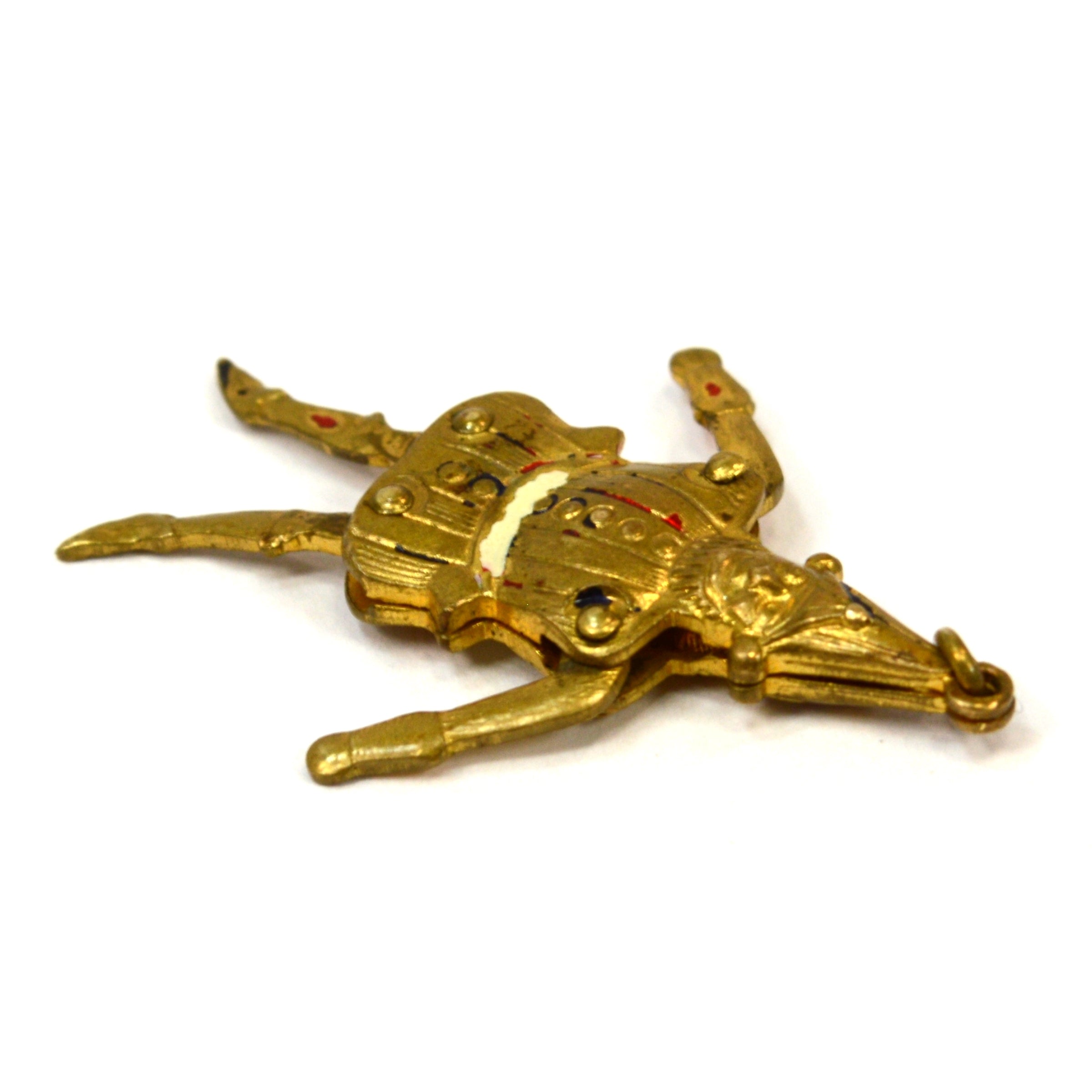 Antique Fairytale Court Jester Articulated Charm for Bracelet - Gold Gilt Jewelry for Medieval, Renaissance, or Fantasy Costume Accessories