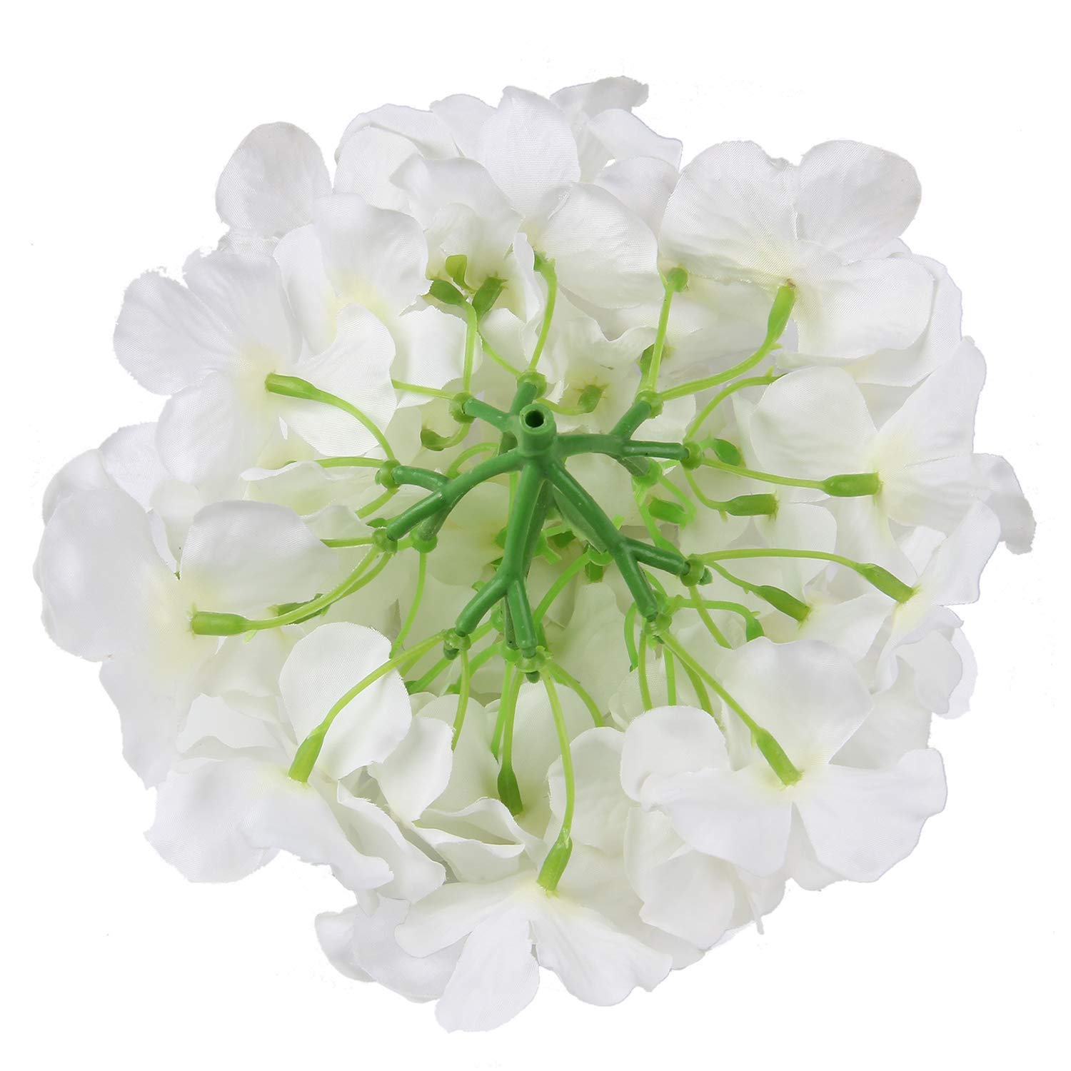 10pcs Artificial Hydrangea Silk Flower Heads with Stems - Realistic White Fake Flowers for Wedding Decor, Home Party, Baby Shower, Centerpieces & DIY Floral Arrangements