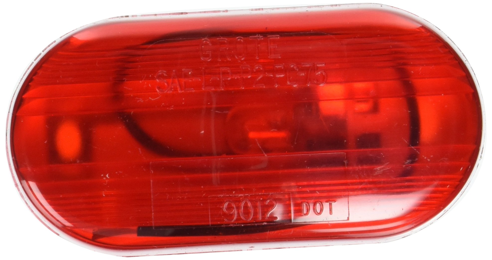 Grote 46702 Red Single-Bulb Oval Clearance Marker Light with Optic Lens - Heavy Duty Truck & Trailer Safety Lighting for Night Visibility