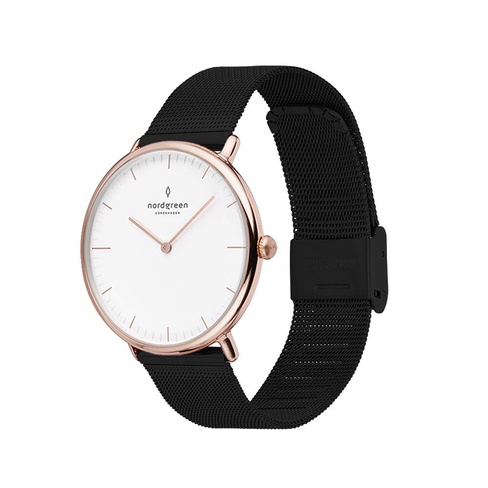 Nordgreen Native Scandinavian Rose Gold Watch for Women - Interchangeable Leather & Mesh Straps - Minimalist Luxury Timepiece - Perfect for Office, Date Night & Everyday Wear