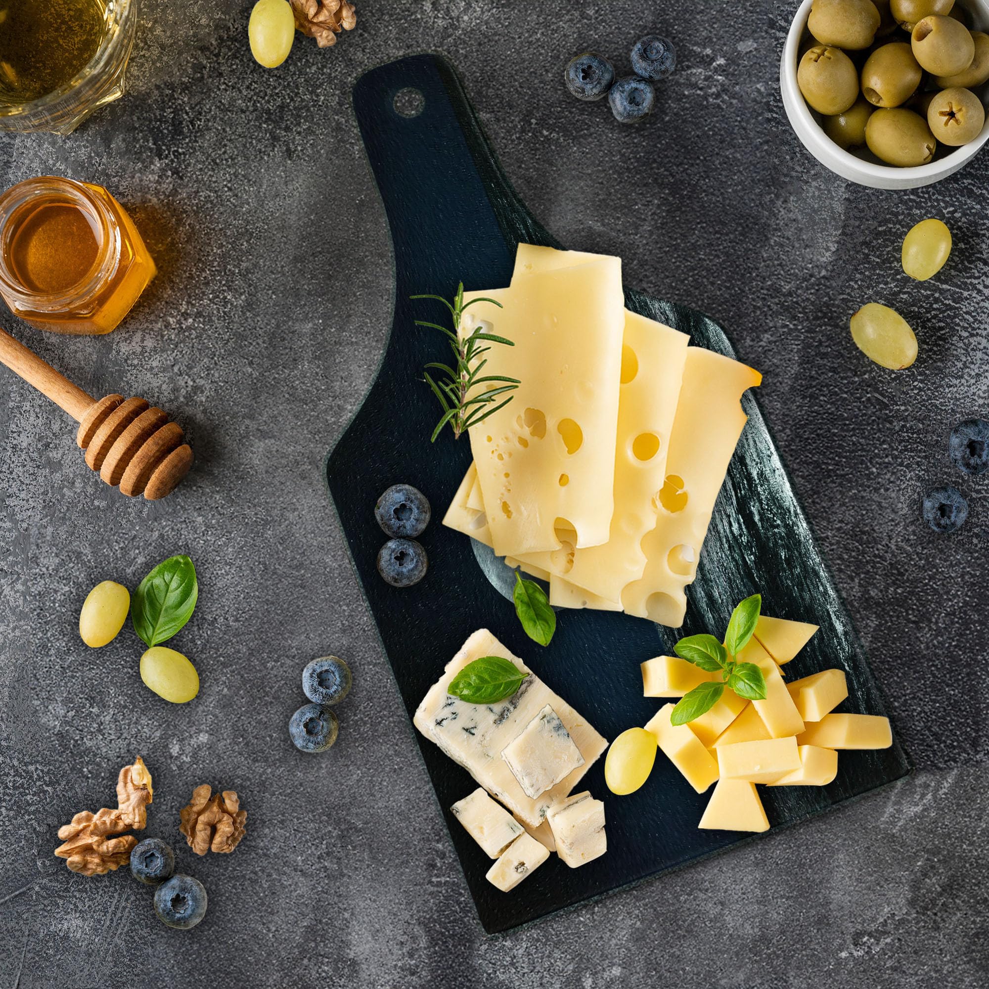 Ambesonne Moon Tempered Glass Cutting Board - Large Wine Bottle Shape with Ethereal Moon & Sea Reflection Design - Dark Blue Black White Decorative Serving Board for Kitchen, Dining & Party Entertaining