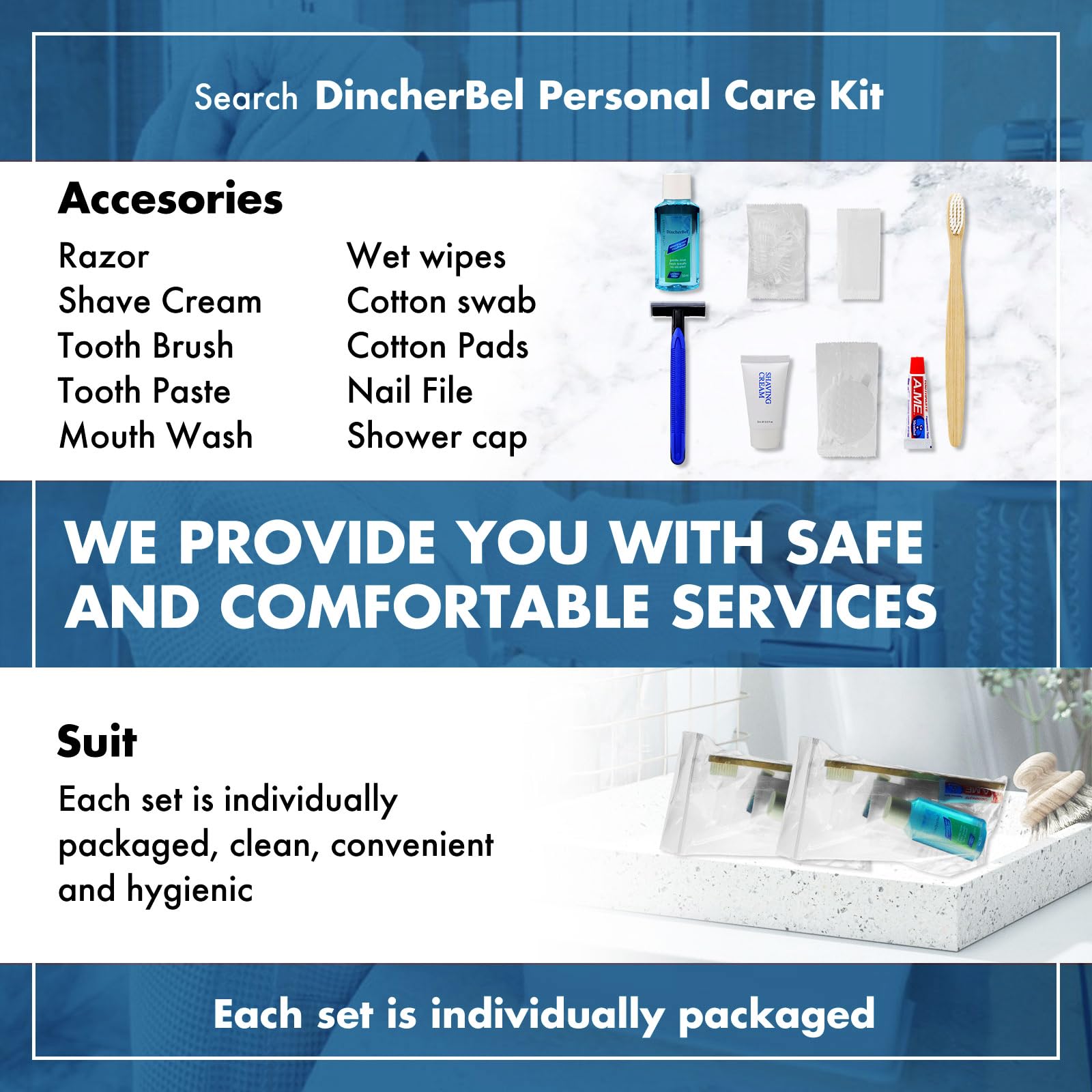 90-Piece Hygiene Kit Bundle Bulk - Travel Size Personal Care Toiletries for Hotel, Home, Camping & Travel | 15 Pack Individually Wrapped Hotel Amenities | Perfect for Charity Donations, Emergency Preparedness & On-the-Go Essentials