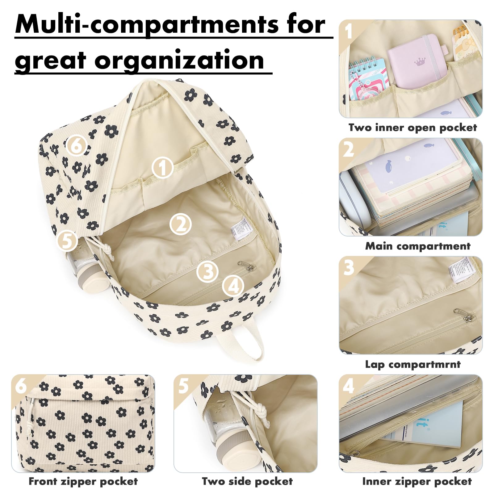 Bluboon Girls Kids Backpack with Lunch Box - Cute Preschool & Kindergarten Bookbag Set for Toddler School, Travel & Daily Use