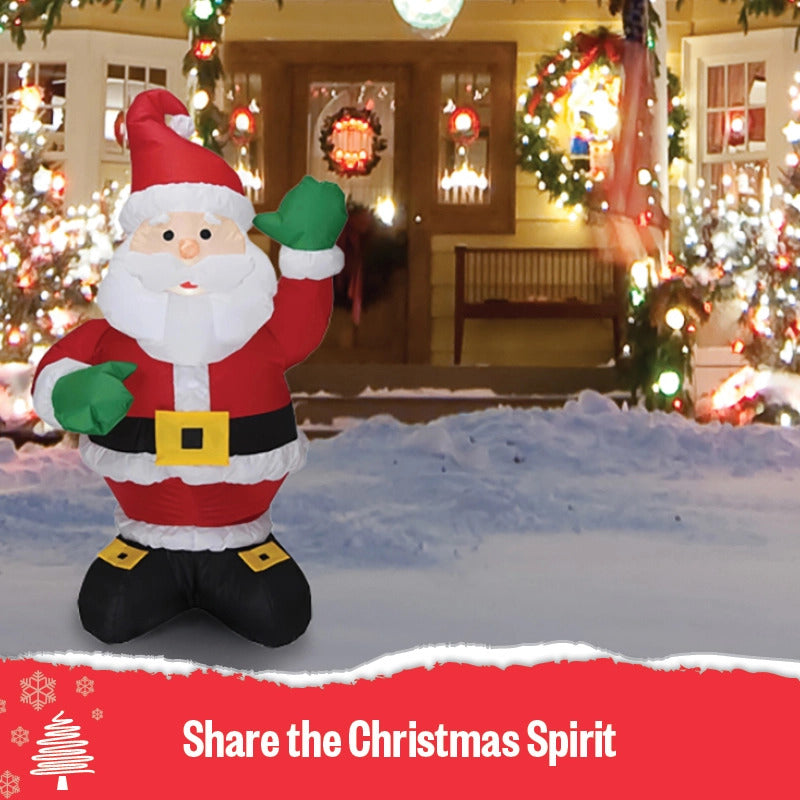 Inflatable Santa Claus Christmas Decor - 135cm LED Lighted Blow Up Outdoor Holiday Decoration for Yard, Garden, and Party Decorations