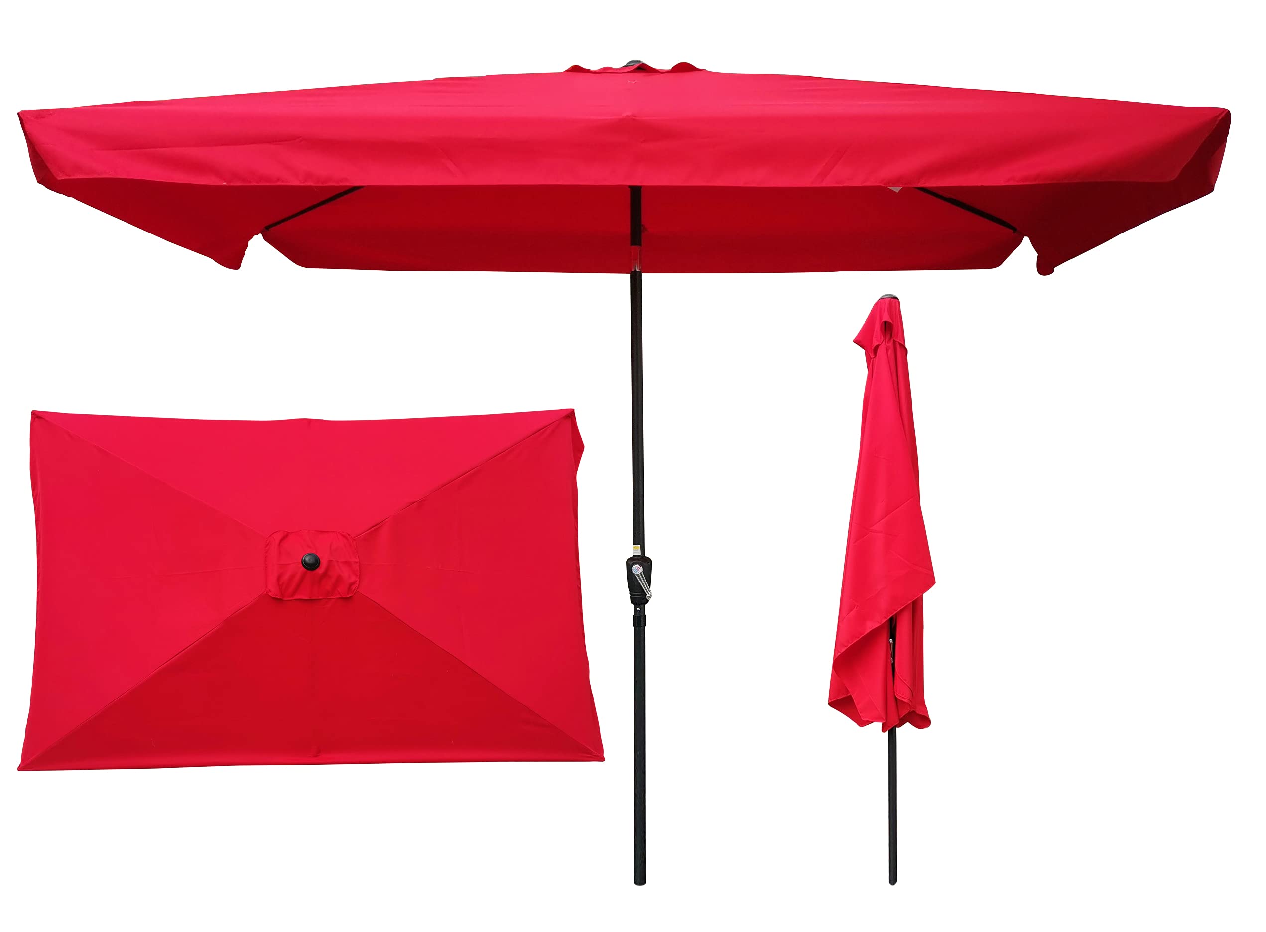 M MUNCASO 10x6.5ft Rectangular Patio Umbrella with Crank & Tilt - Outdoor Market Umbrella for Garden, Pool, Deck & Backyard - Waterproof Sun Shade for Patio Furniture & Outdoor Dining