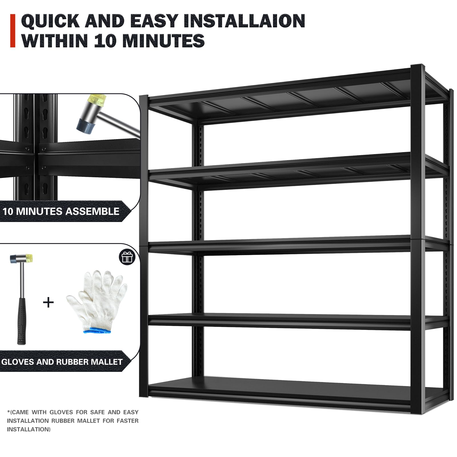 REIBII Heavy Duty Adjustable Metal Shelving Unit 72.2